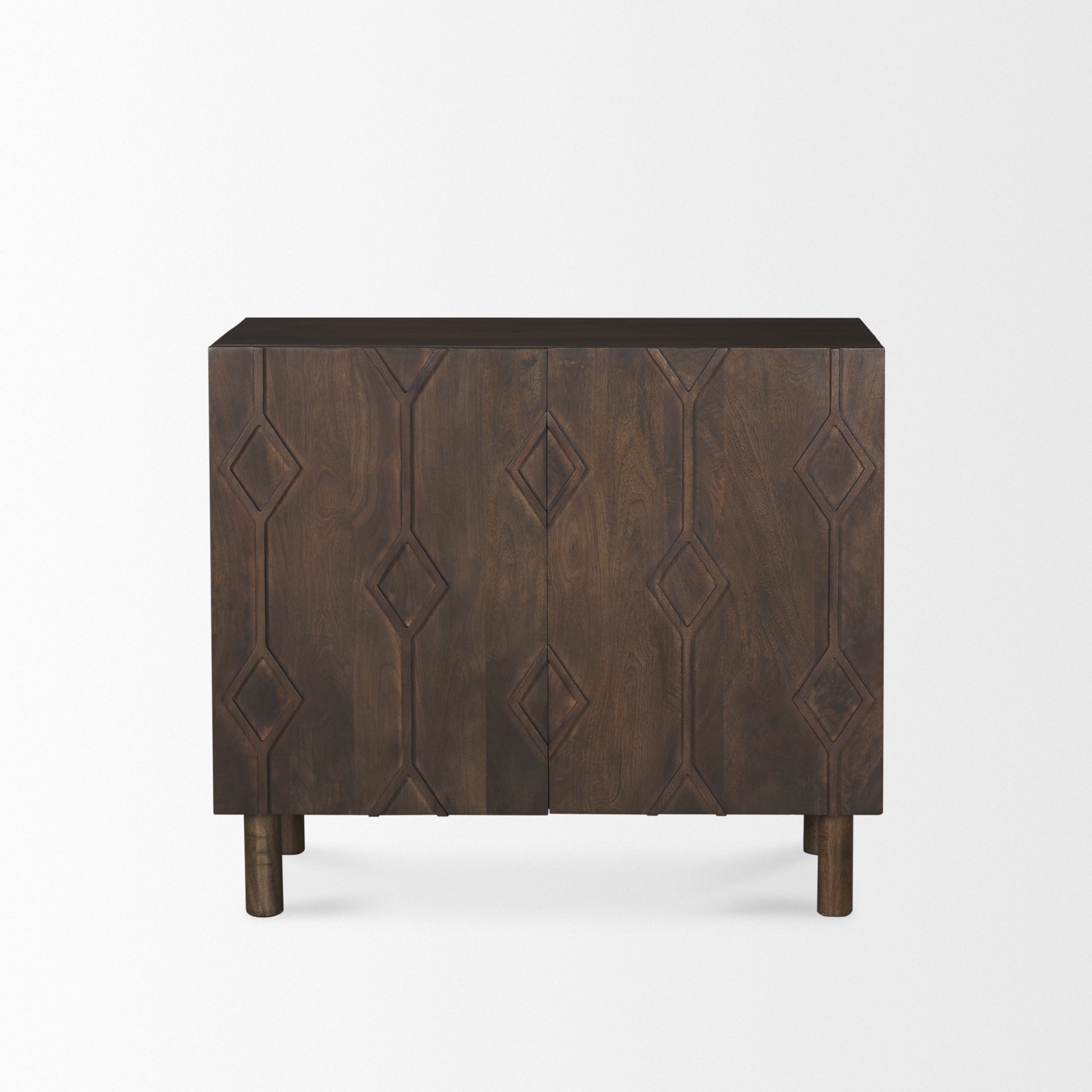 Heera Dark Brown Diamond Motif w/ Shelf Accent Cabinet - Central Designs