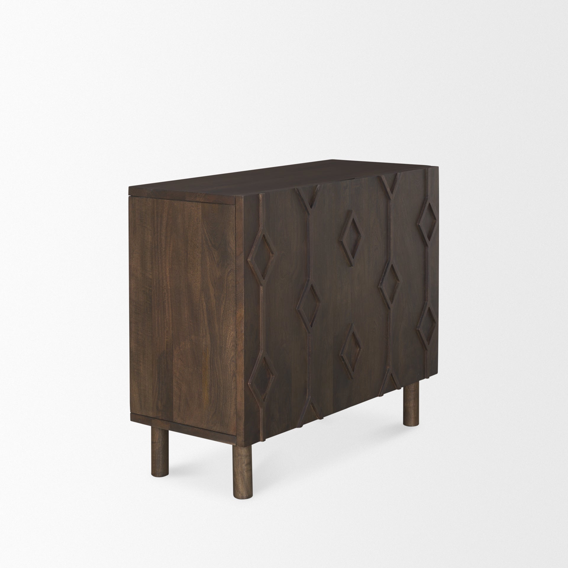 Heera Dark Brown Diamond Motif w/ Shelf Accent Cabinet - Central Designs