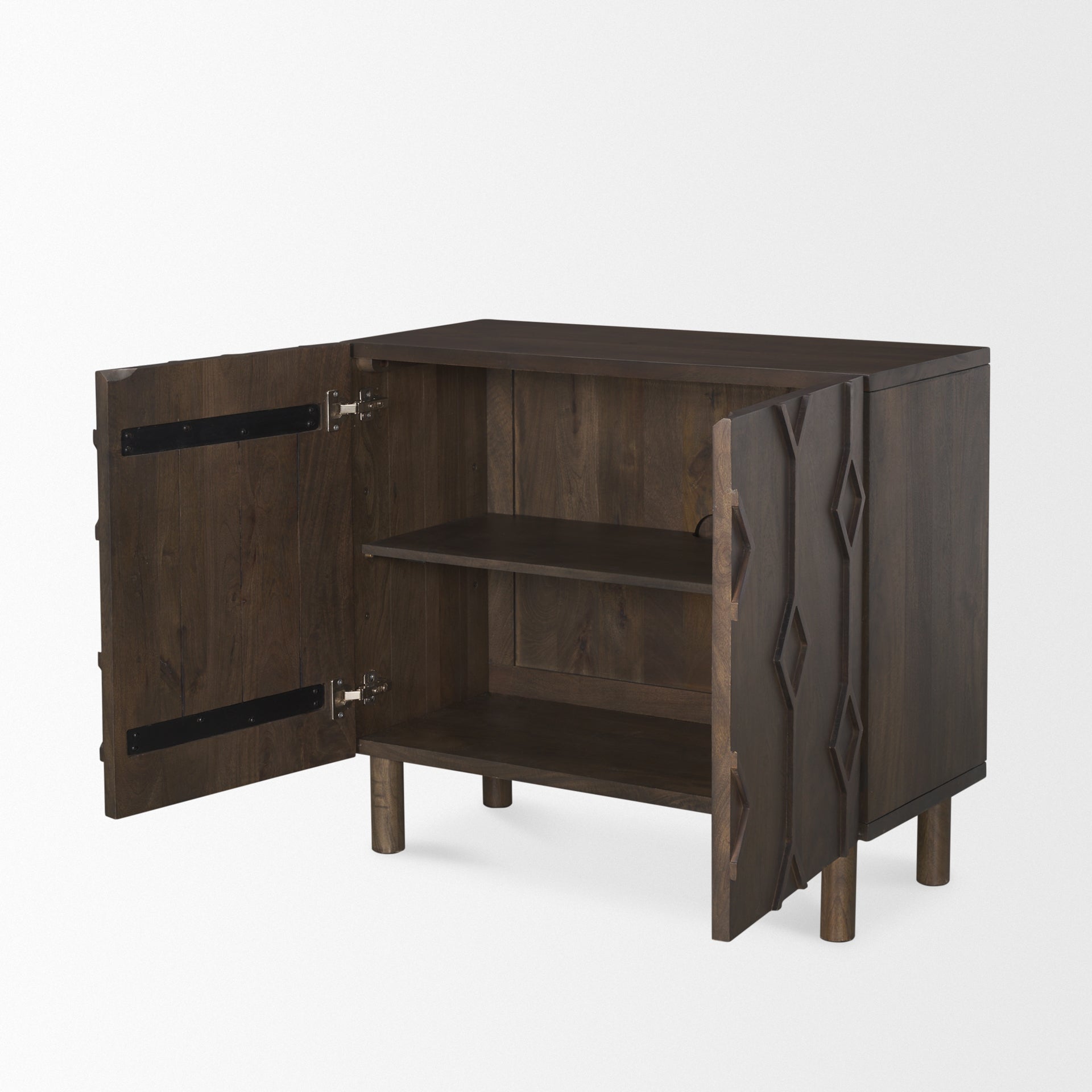 Heera Dark Brown Diamond Motif w/ Shelf Accent Cabinet - Central Designs