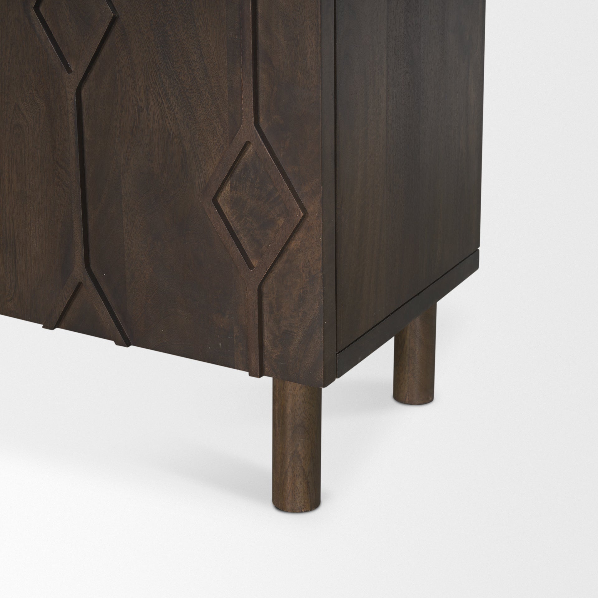 Heera Dark Brown Diamond Motif w/ Shelf Accent Cabinet - Central Designs