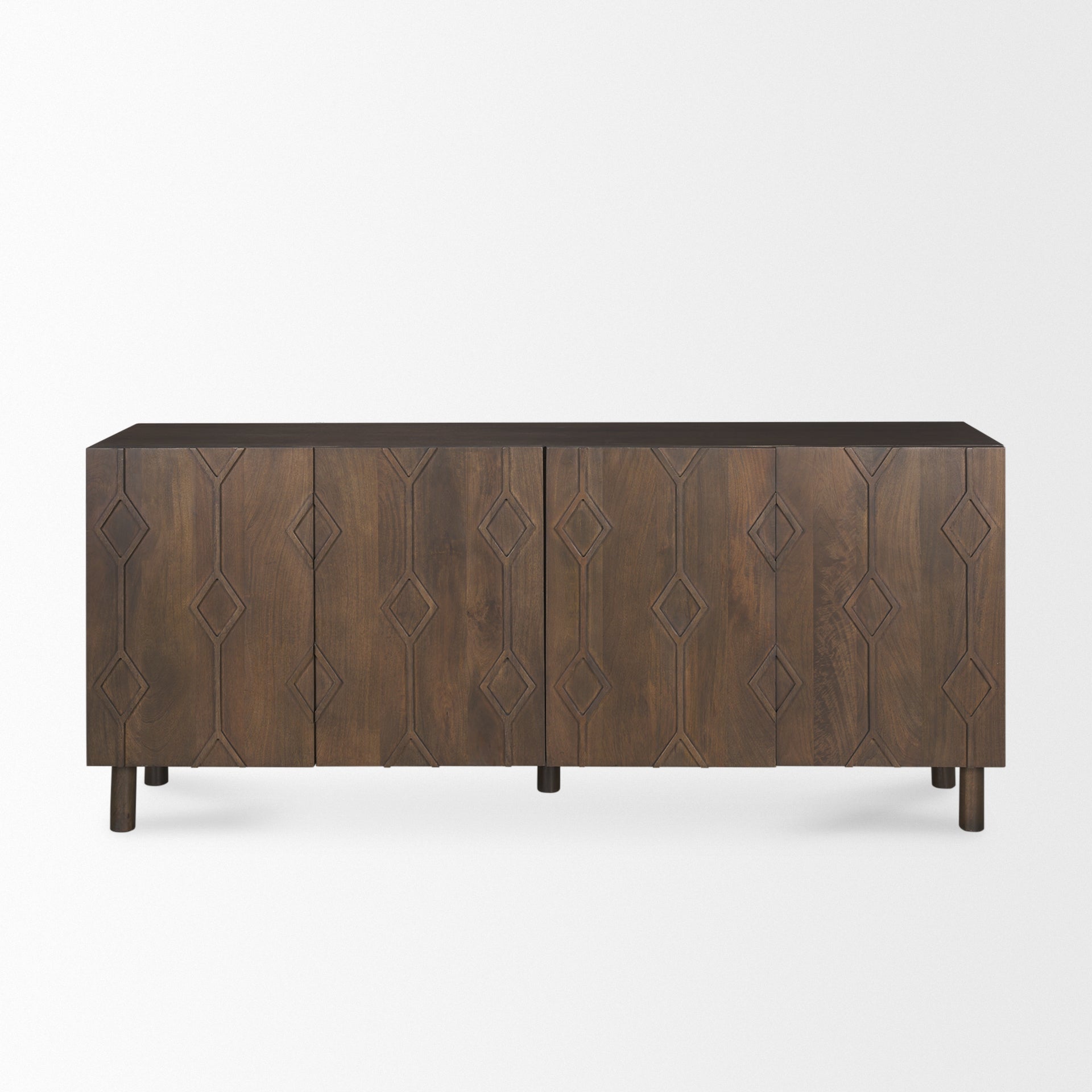 Heera Dark Brown Diamond Motif w/ Shelf Sideboard - Central Designs