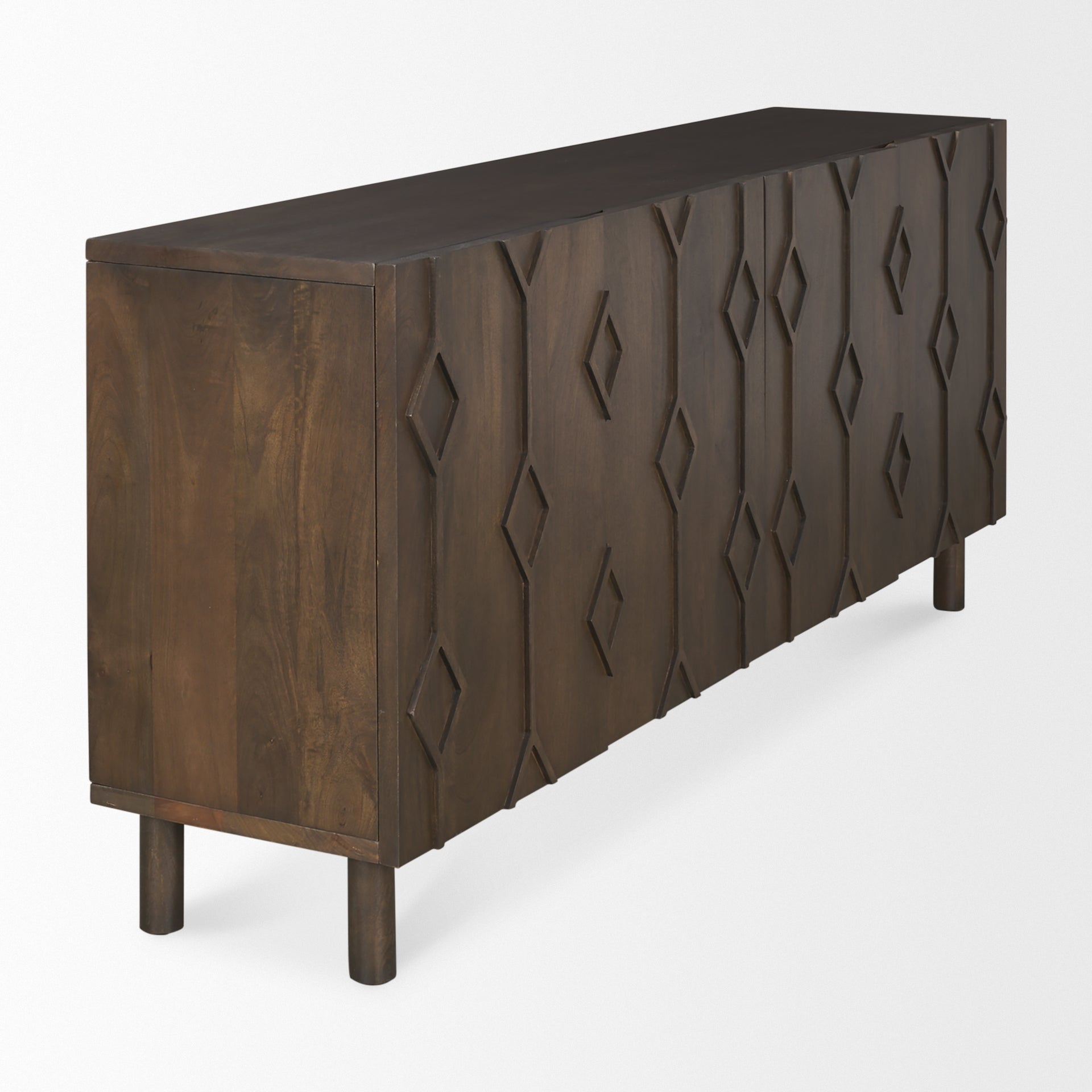 Heera Dark Brown Diamond Motif w/ Shelf Sideboard - Central Designs