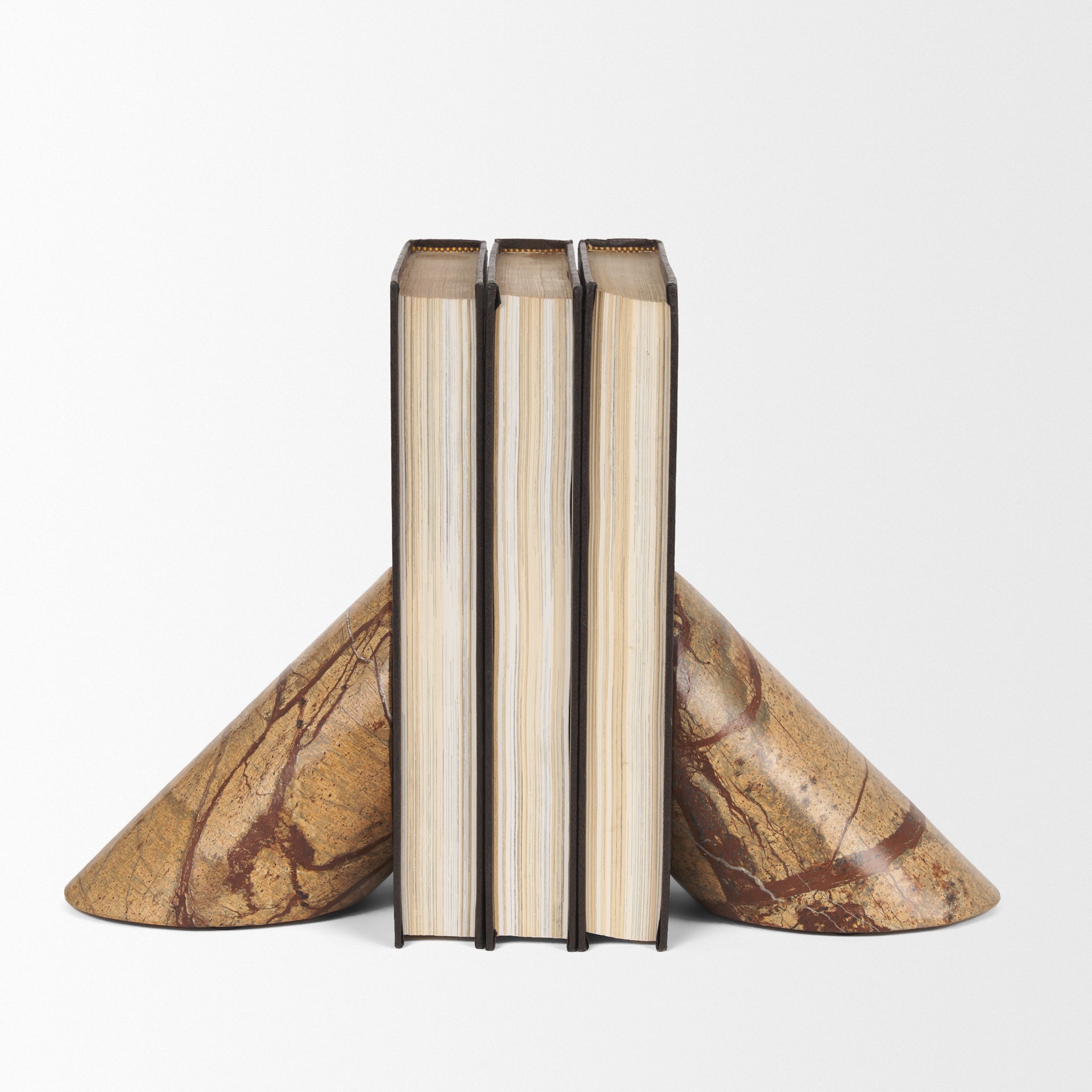 Rahima Brown Forest Marble Angled Bookends - Central Designs