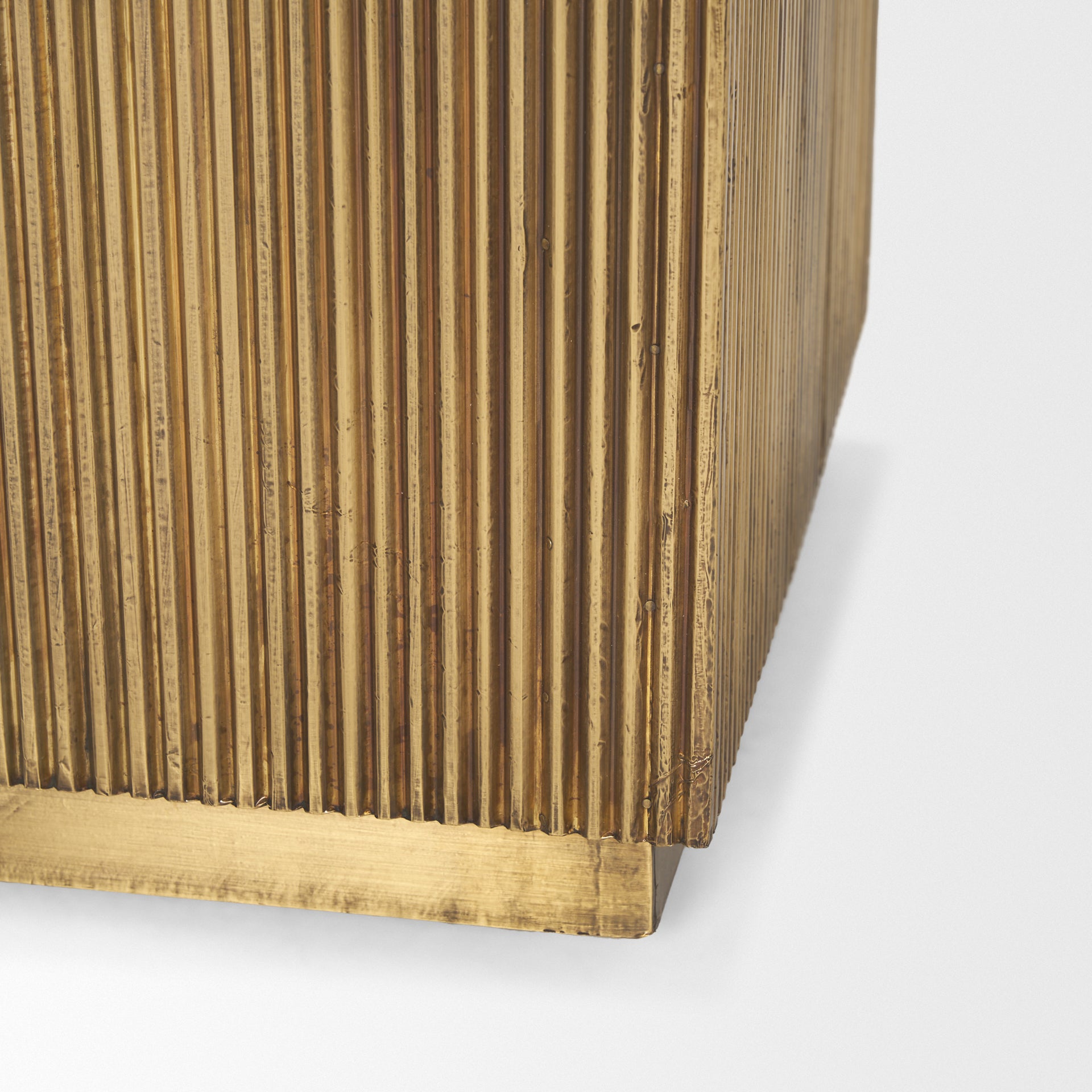 Satima Black Marble w/ Gold Metal Square Fluted Accent Table - Central Designs