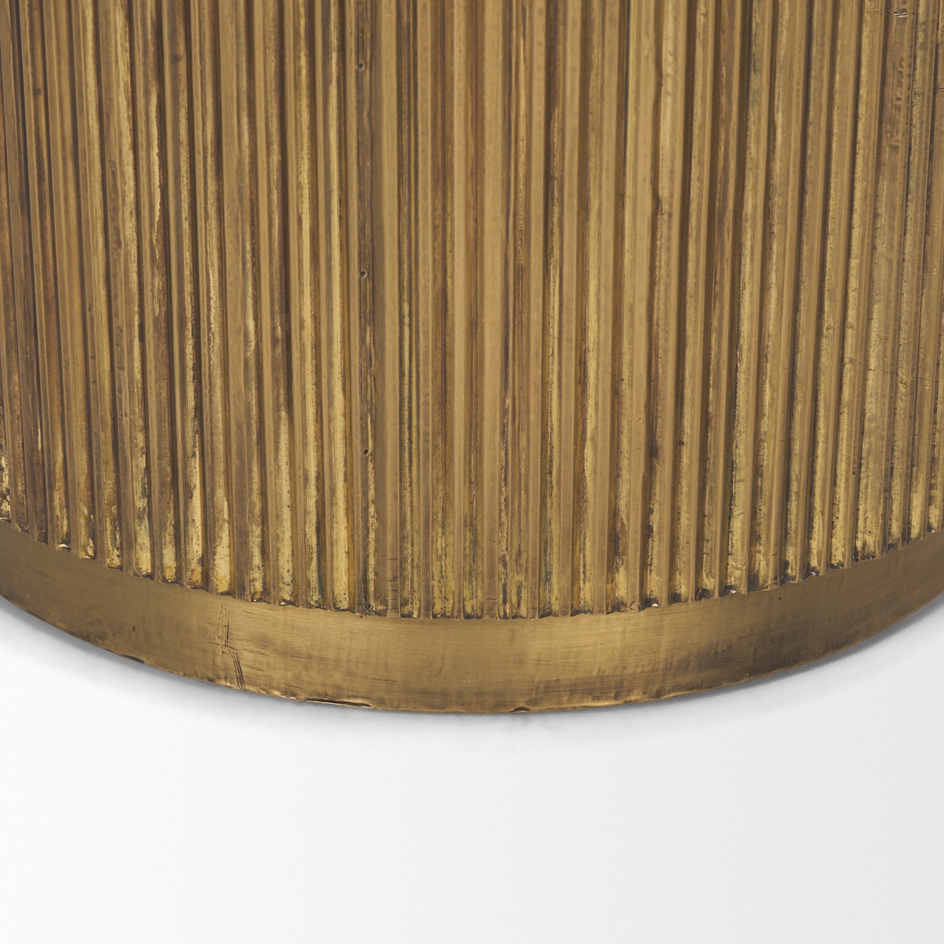 Satima White Marble w/ Gold Metal Round Fluted Accent Table - Central Designs