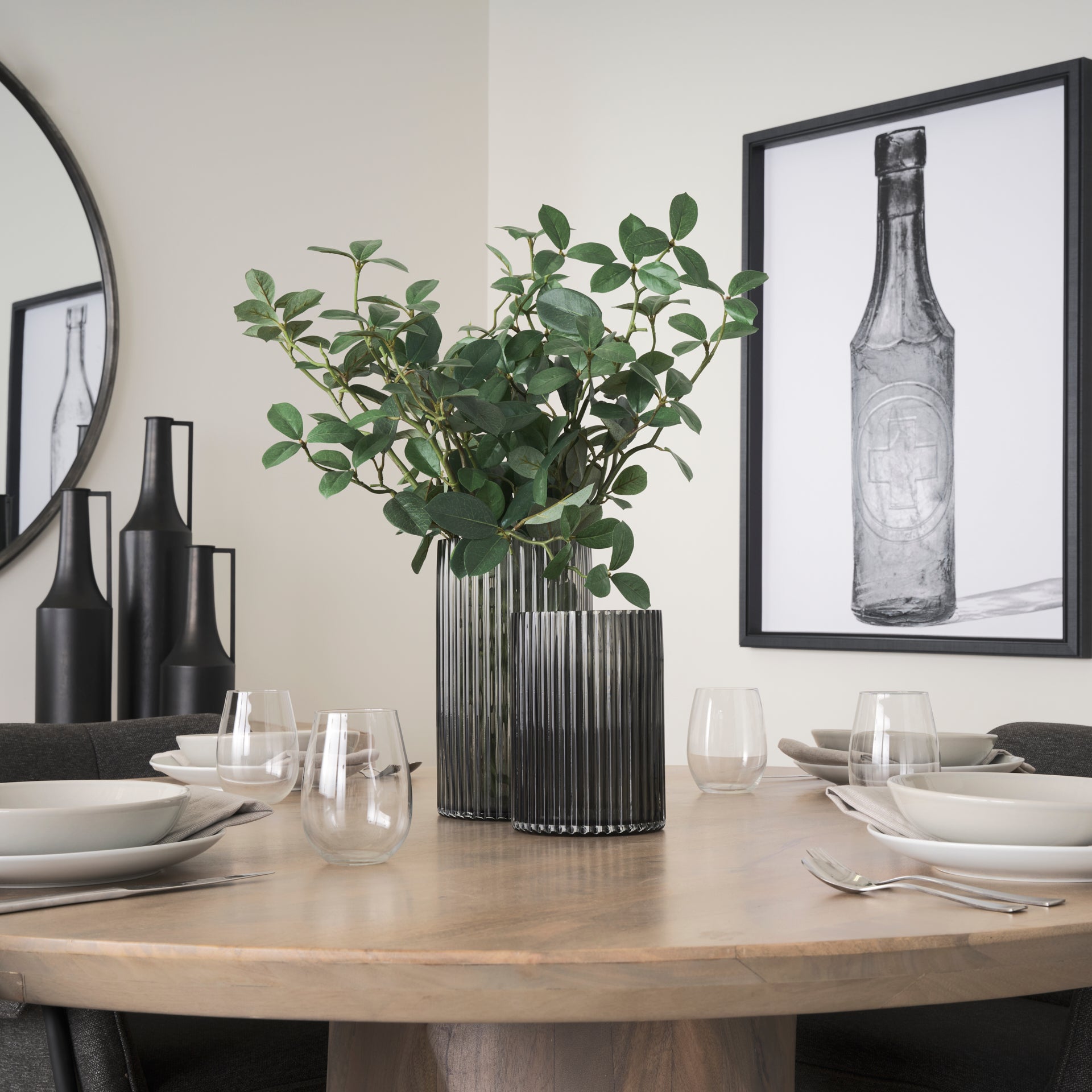 Dawn Short Smokey Black Glass Vase - Central Designs
