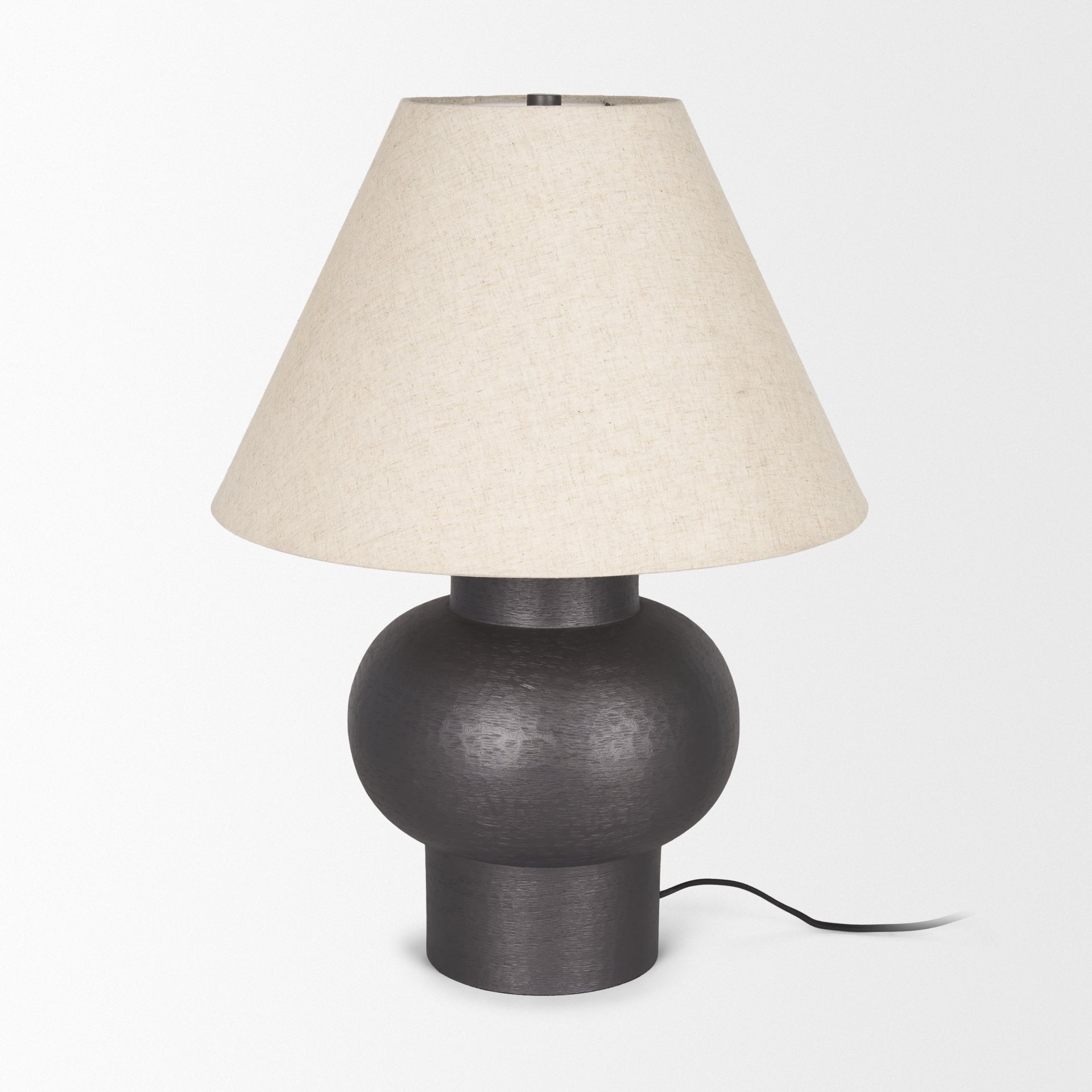 Salaah Black Brushed Metal w/ Beige Shade Table Lamp