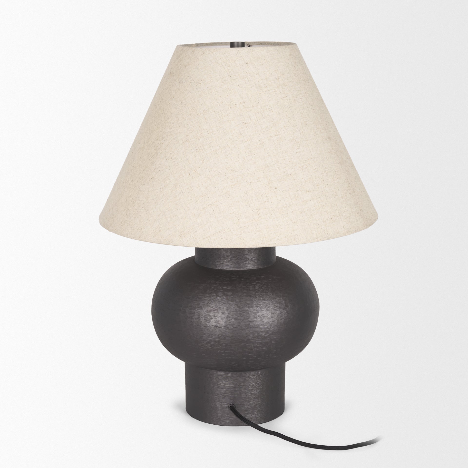 Salaah Black Brushed Metal w/ Beige Shade Table Lamp