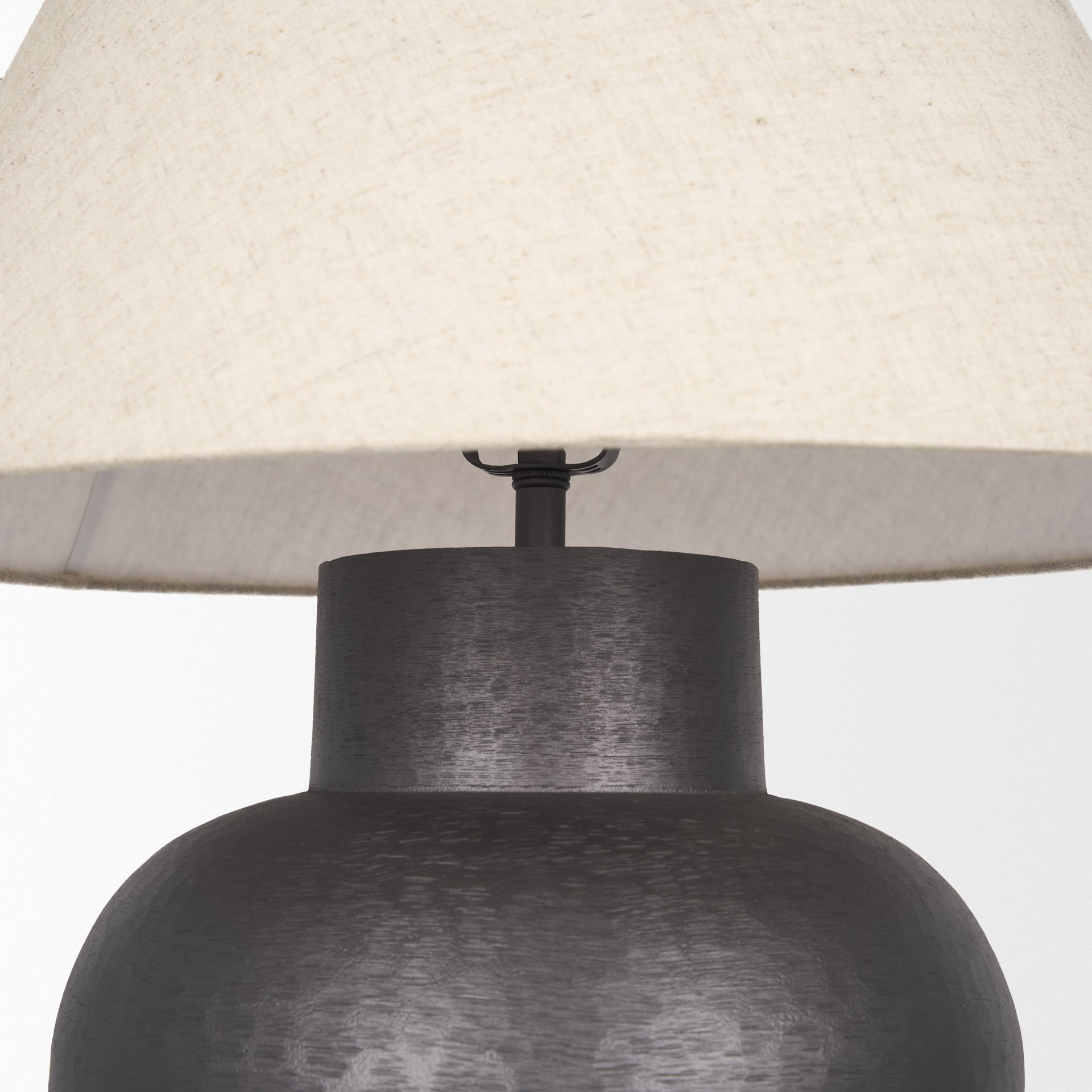 Salaah Black Brushed Metal w/ Beige Shade Table Lamp