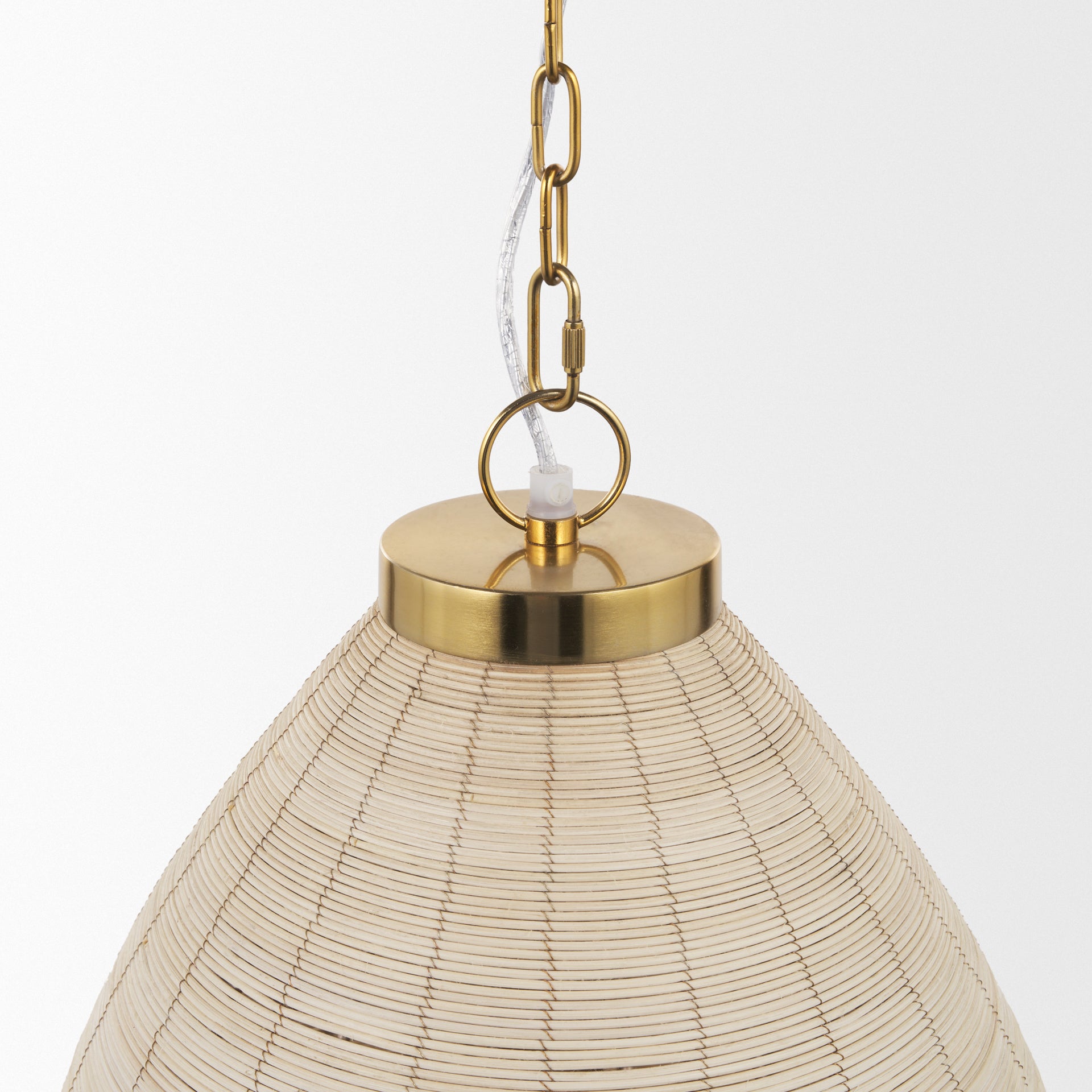 Saliha Cane w/ Brass Metal Pendant Light - Central Designs