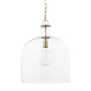 Sadah Large Clear Blown Glass w/ Gold Metal Pendant Light - Central Designs