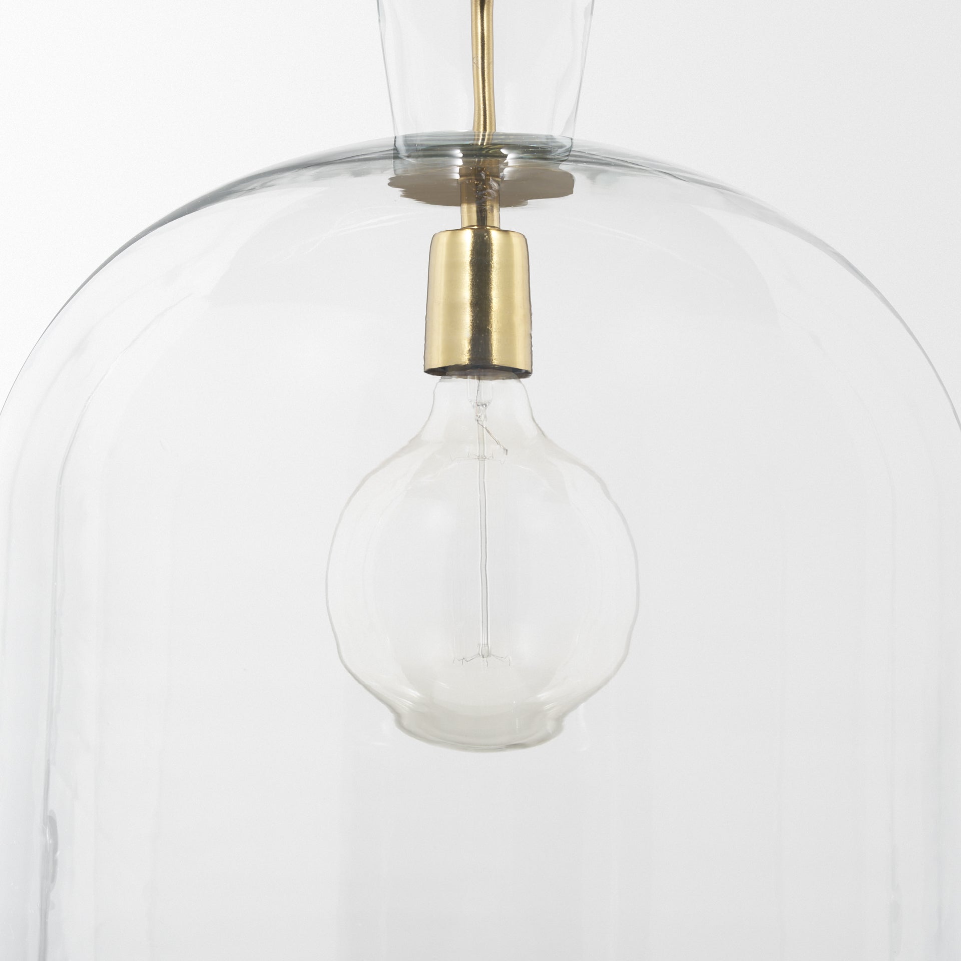 Sadah Large Clear Blown Glass w/ Gold Metal Pendant Light - Central Designs