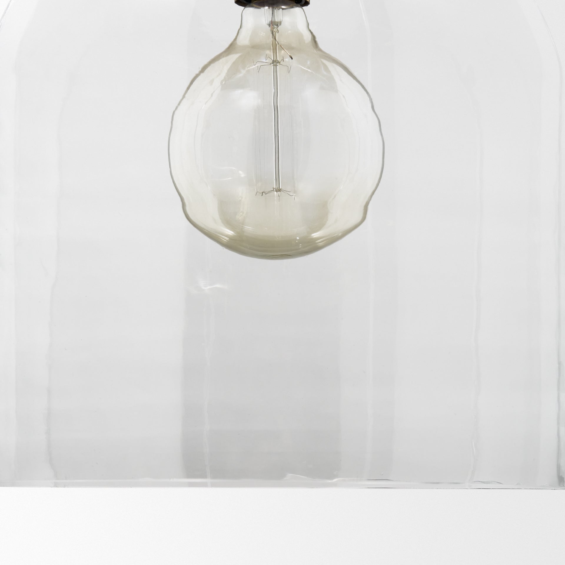 Sadah Large Clear Blown Glass w/ Gold Metal Pendant Light - Central Designs
