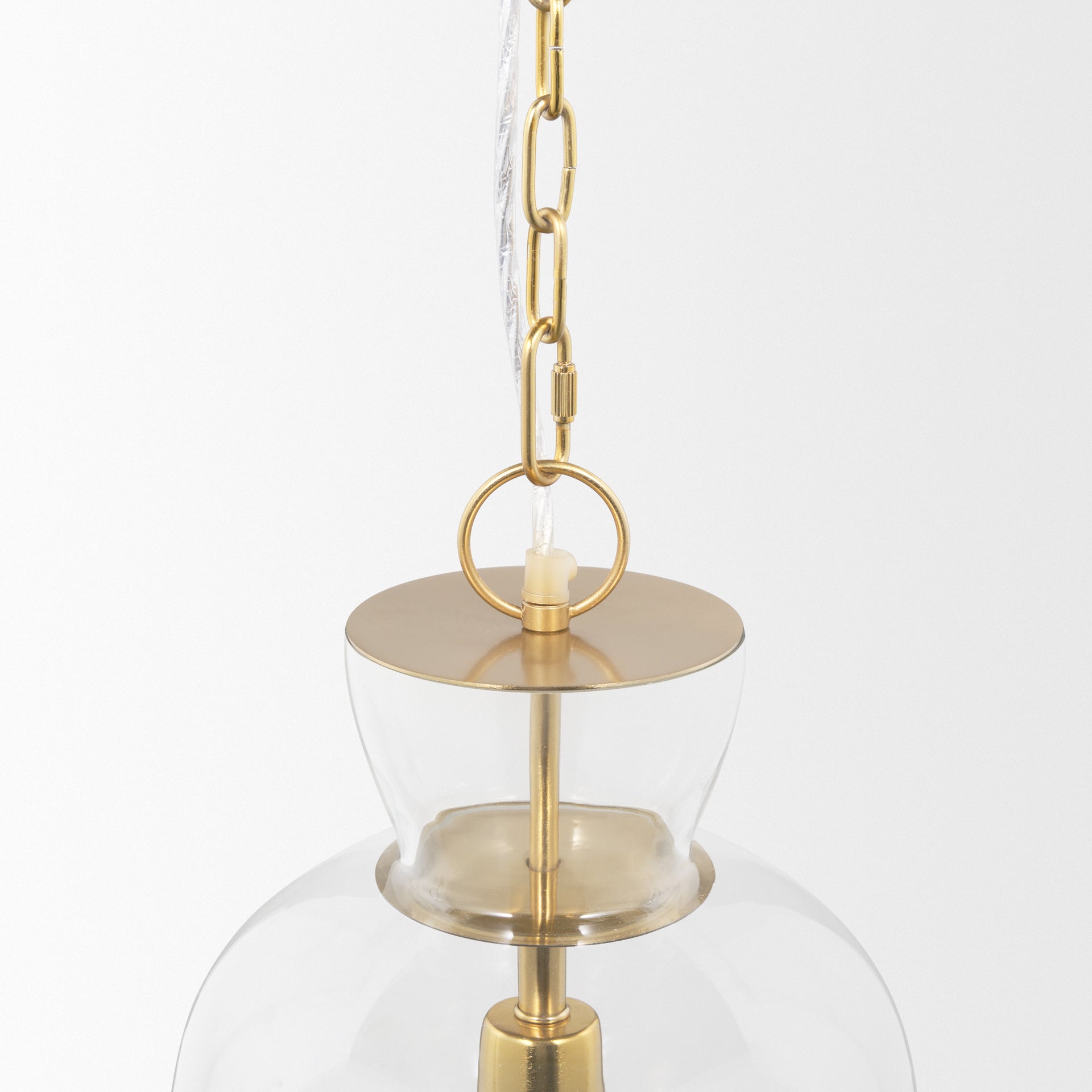 Sadah Tall Clear Blown Glass w/ Gold Metal Pendant Light - Central Designs