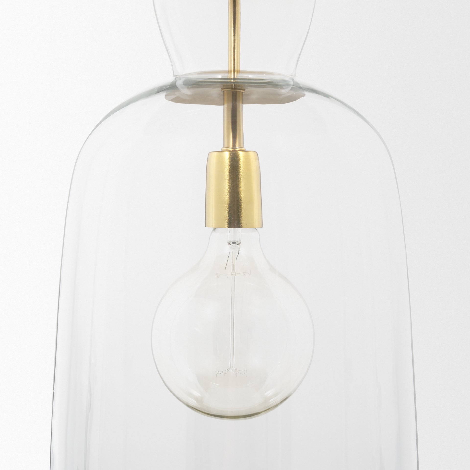 Sadah Tall Clear Blown Glass w/ Gold Metal Pendant Light - Central Designs