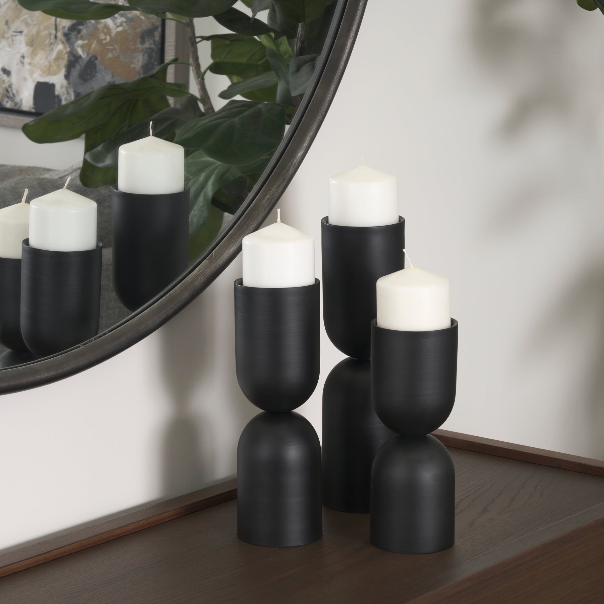 Qamra Tall Black Metal Pillar Candle Holder - Central Designs