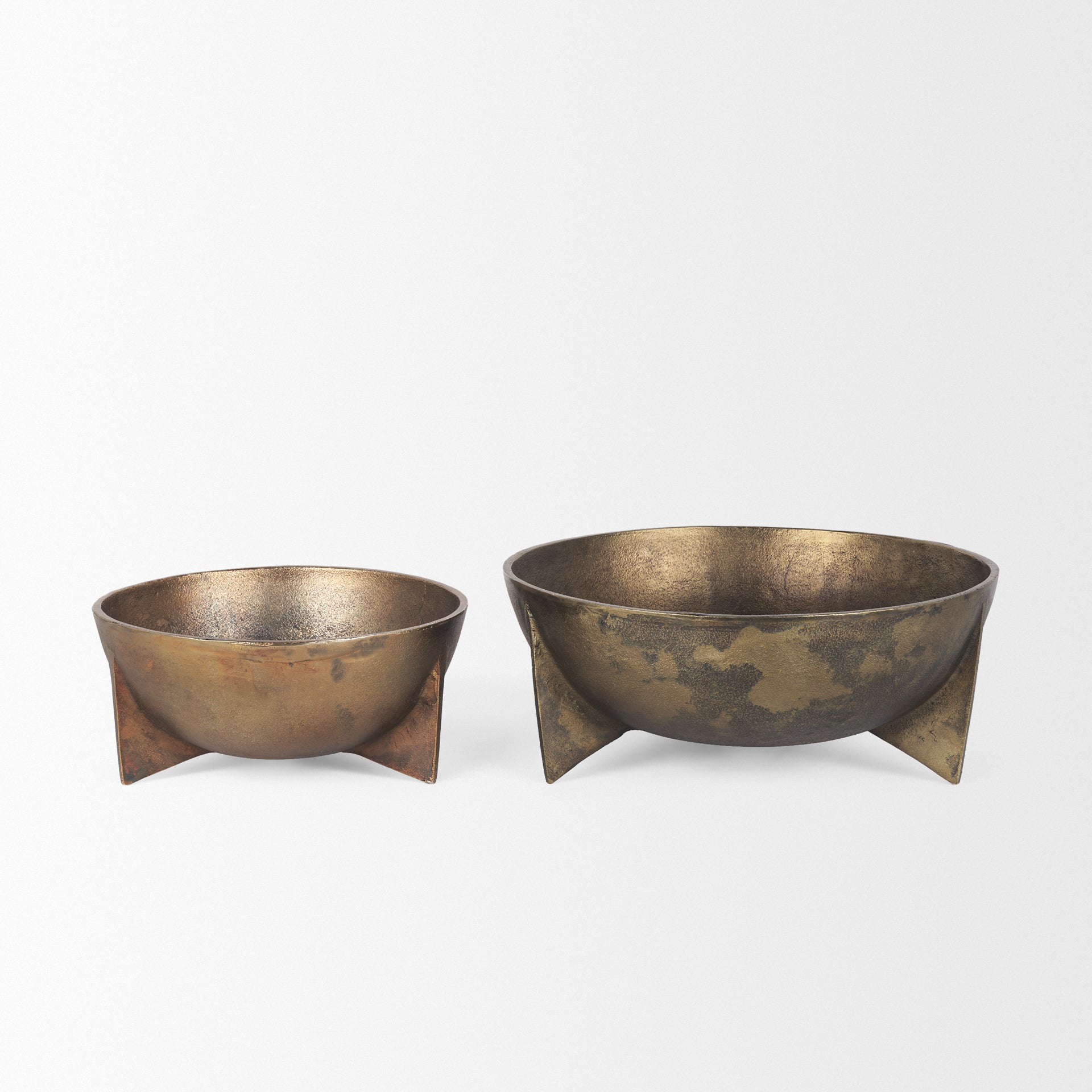 Quita Large Gold Metal Decorative Bowls (Set of 2) - Central Designs