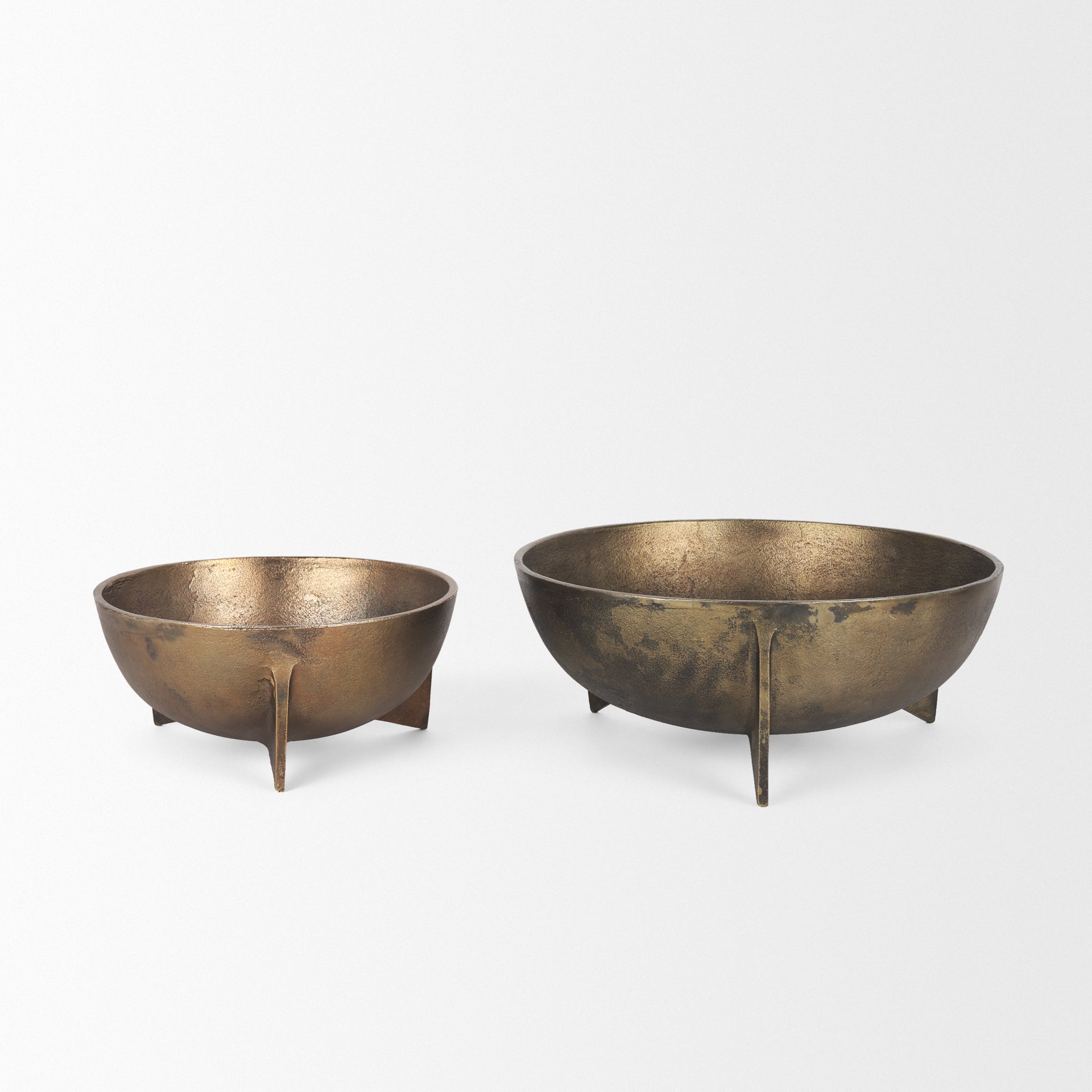 Quita Large Gold Metal Decorative Bowls (Set of 2) - Central Designs
