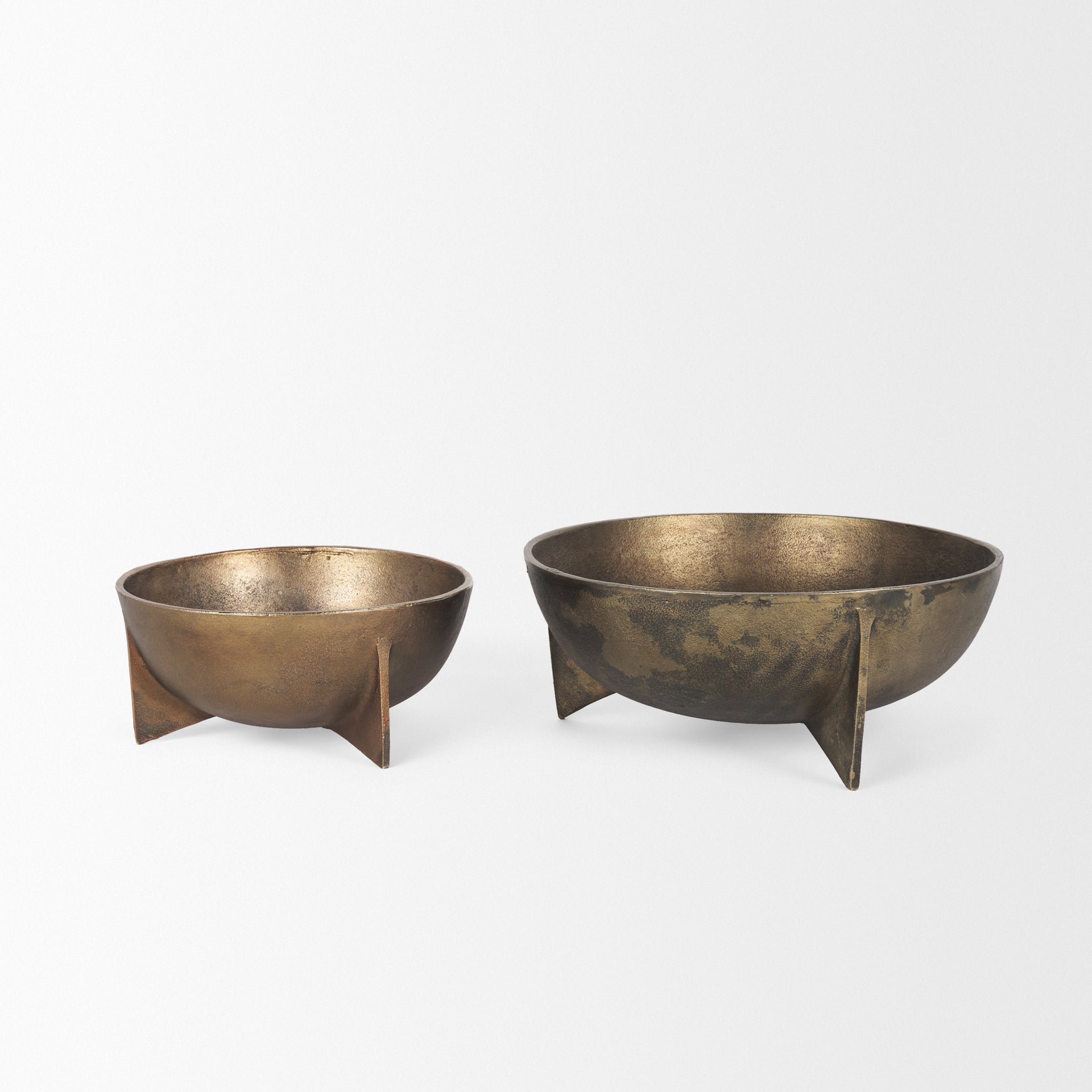 Quita Large Gold Metal Decorative Bowls (Set of 2) - Central Designs