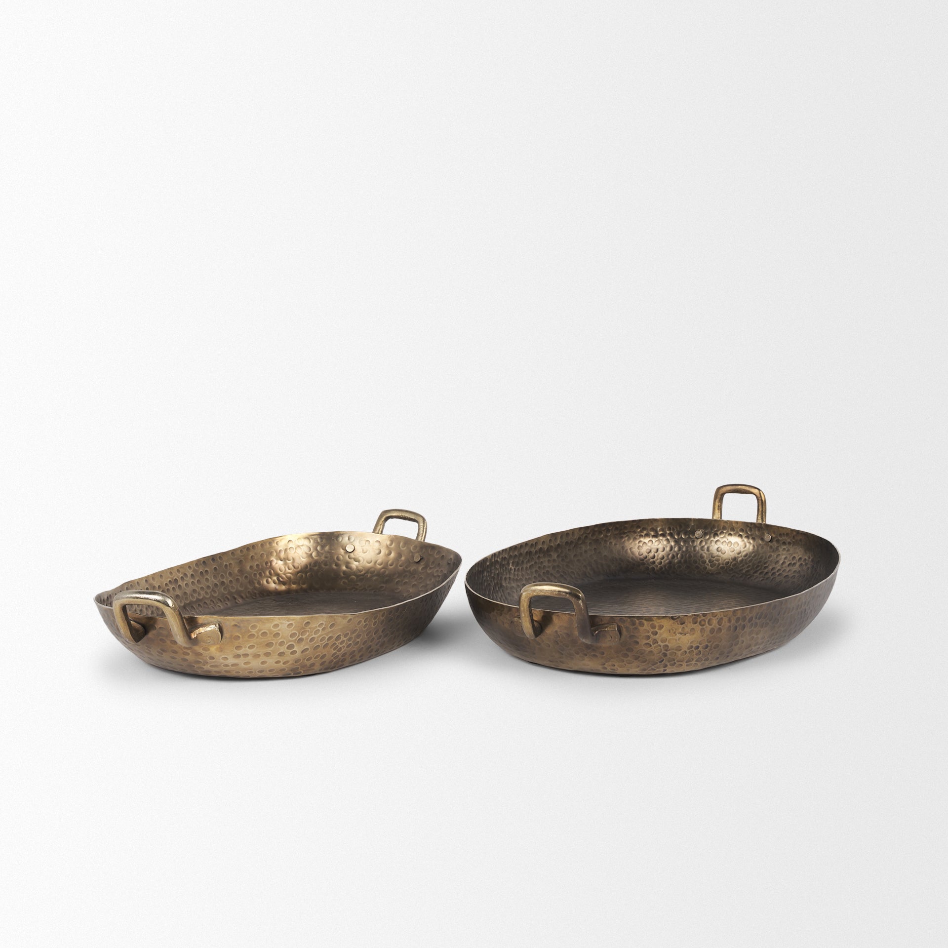 Pama Hammered Gold Metal Decorative Trays (Set of 2)