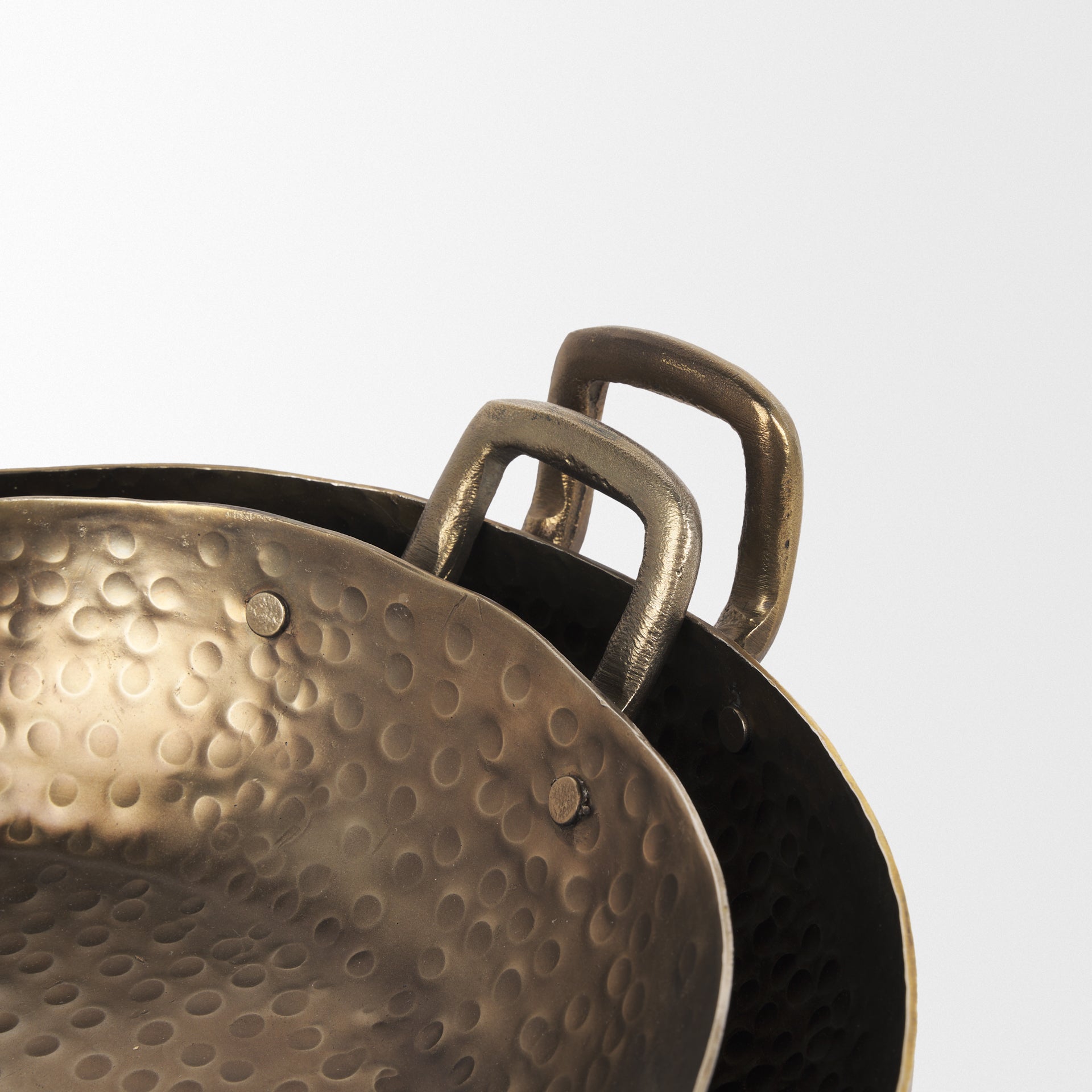 Pama Hammered Gold Metal Decorative Trays (Set of 2)