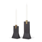 Polli Matte Black w/ Brushed Gold Metal Taper Candleholders (Set of 2) - Central Designs
