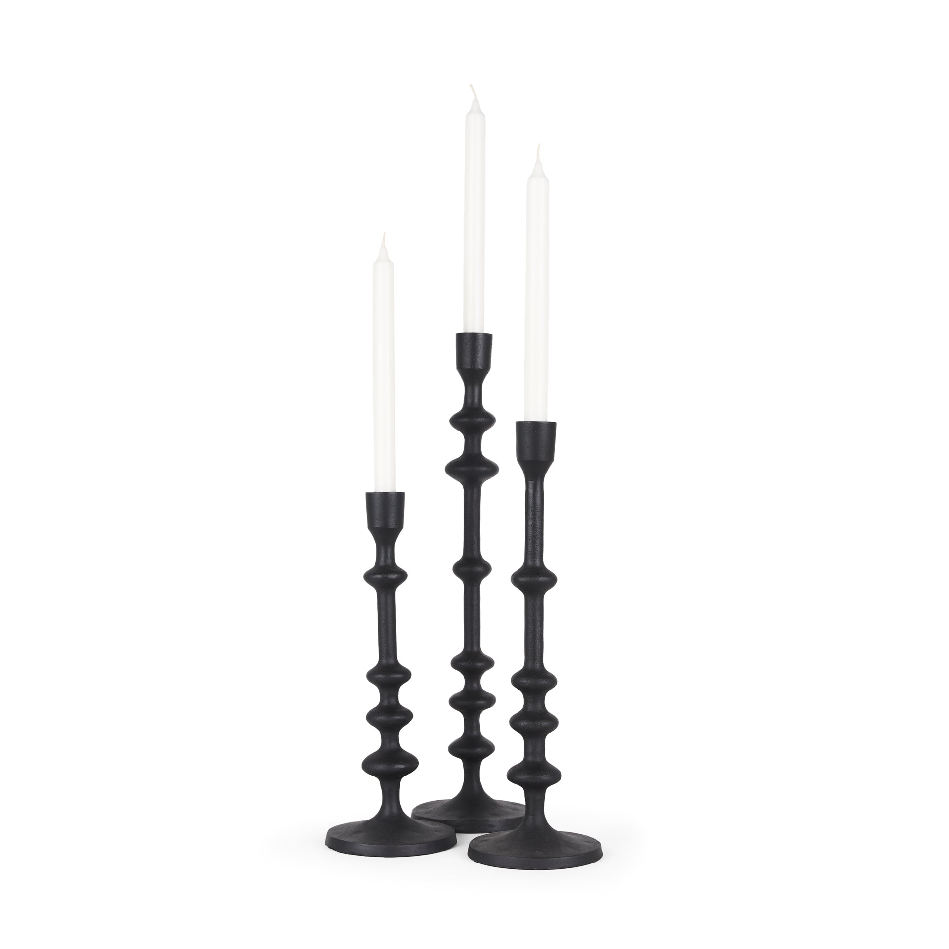 Paolo Matte Black Metal Candle Holder (Set of 3) - Central Designs