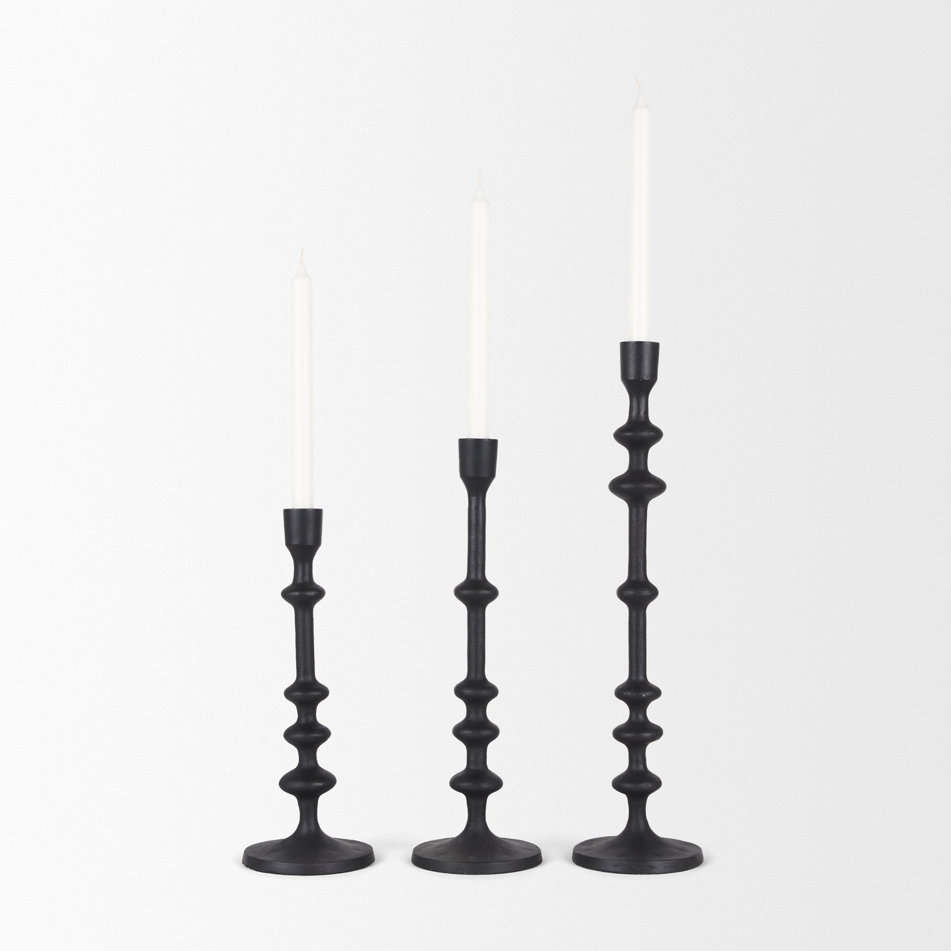 Paolo Matte Black Metal Candle Holder (Set of 3) - Central Designs