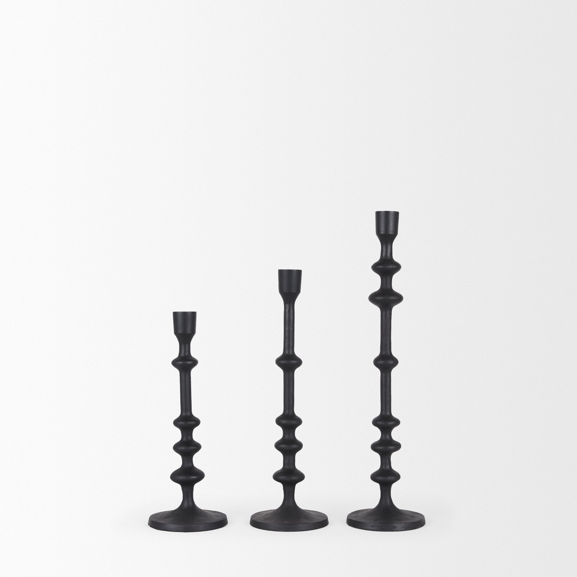 Paolo Matte Black Metal Candle Holder (Set of 3) - Central Designs