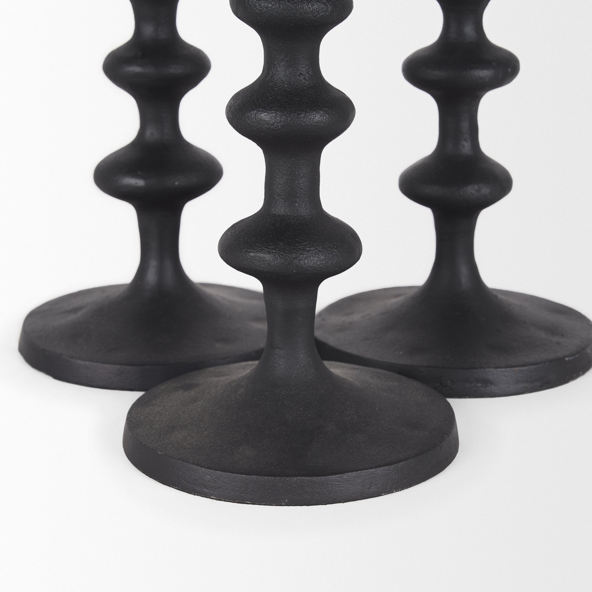 Paolo Matte Black Metal Candle Holder (Set of 3) - Central Designs