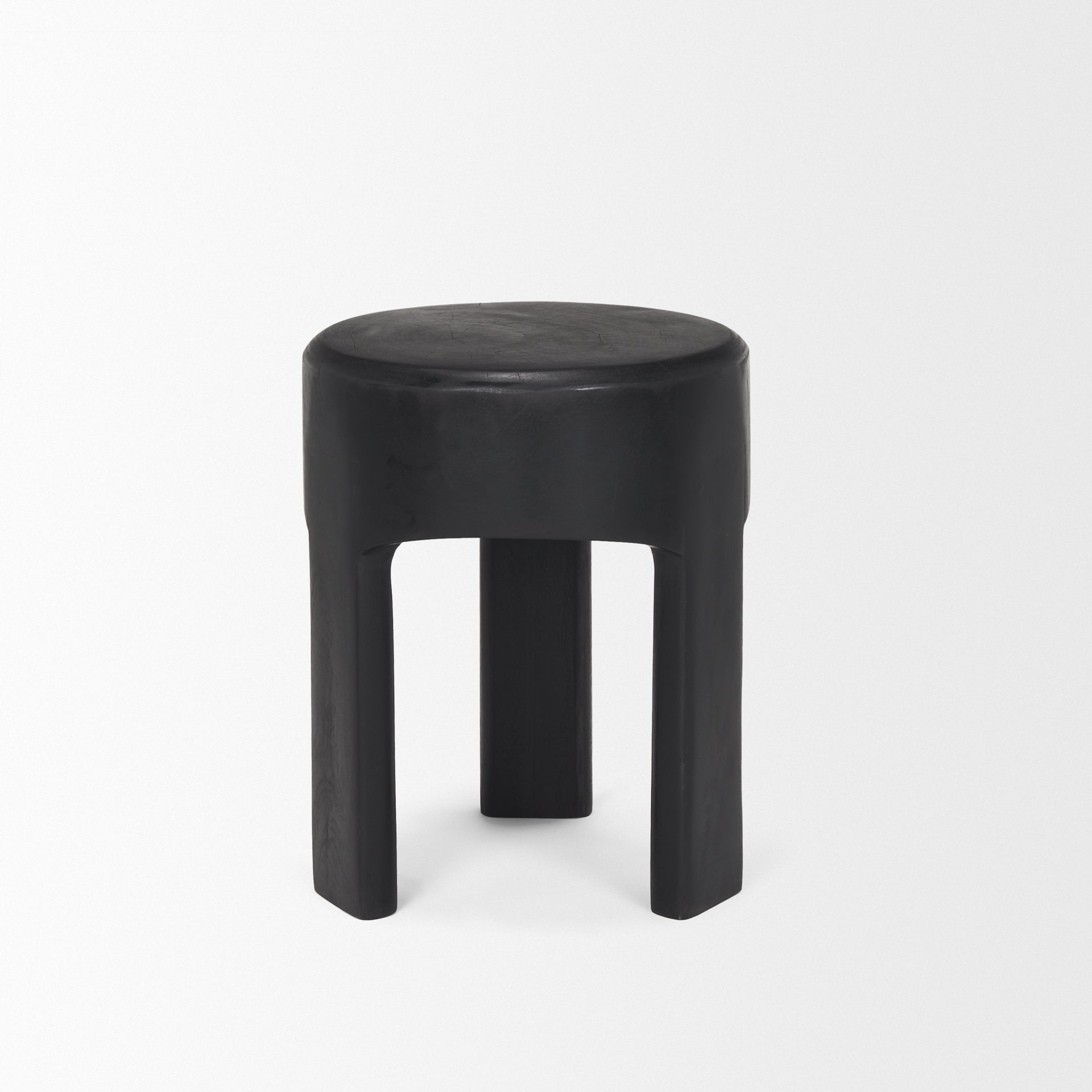 Riya Solid Black Wooden Stool - Central Designs