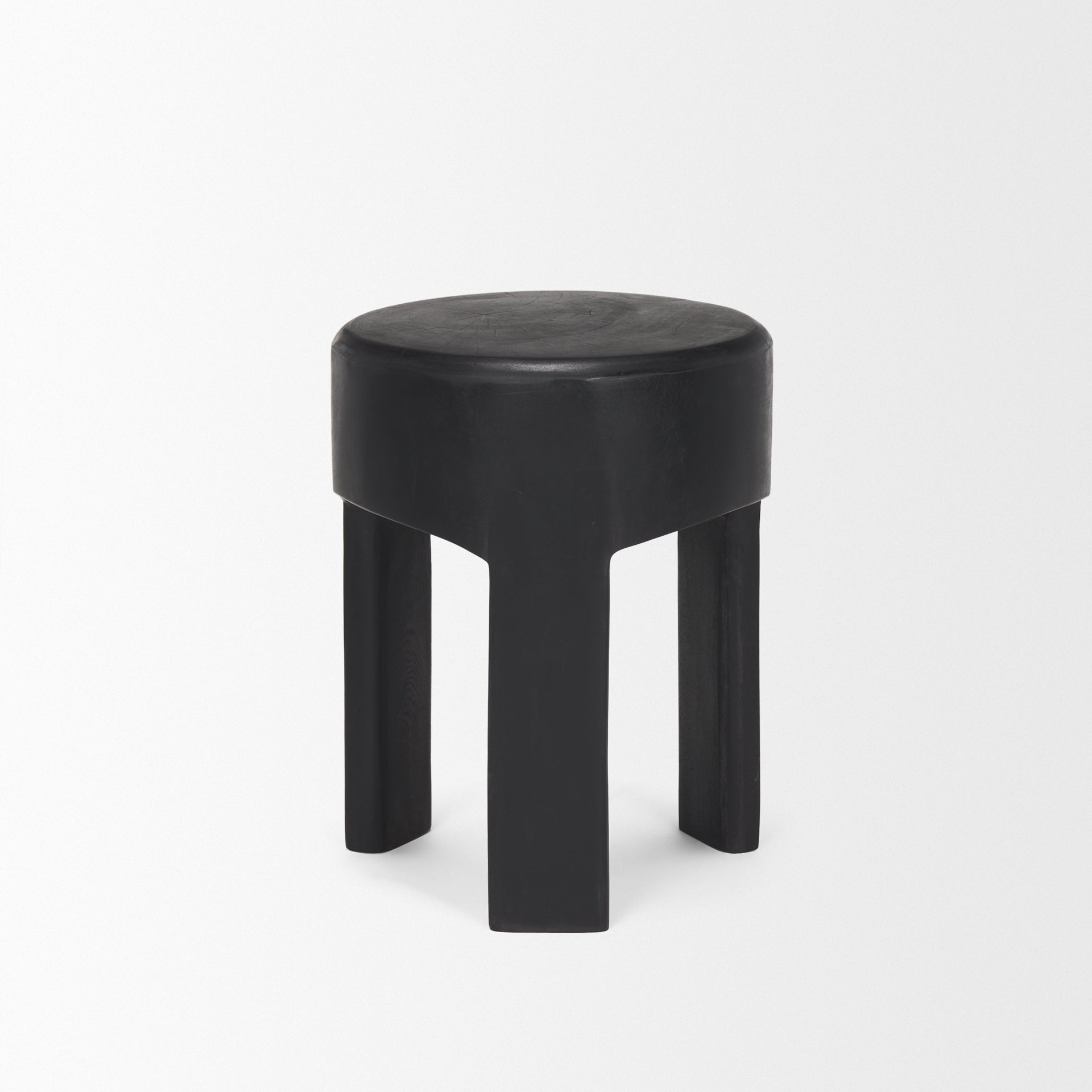 Riya Solid Black Wooden Stool - Central Designs