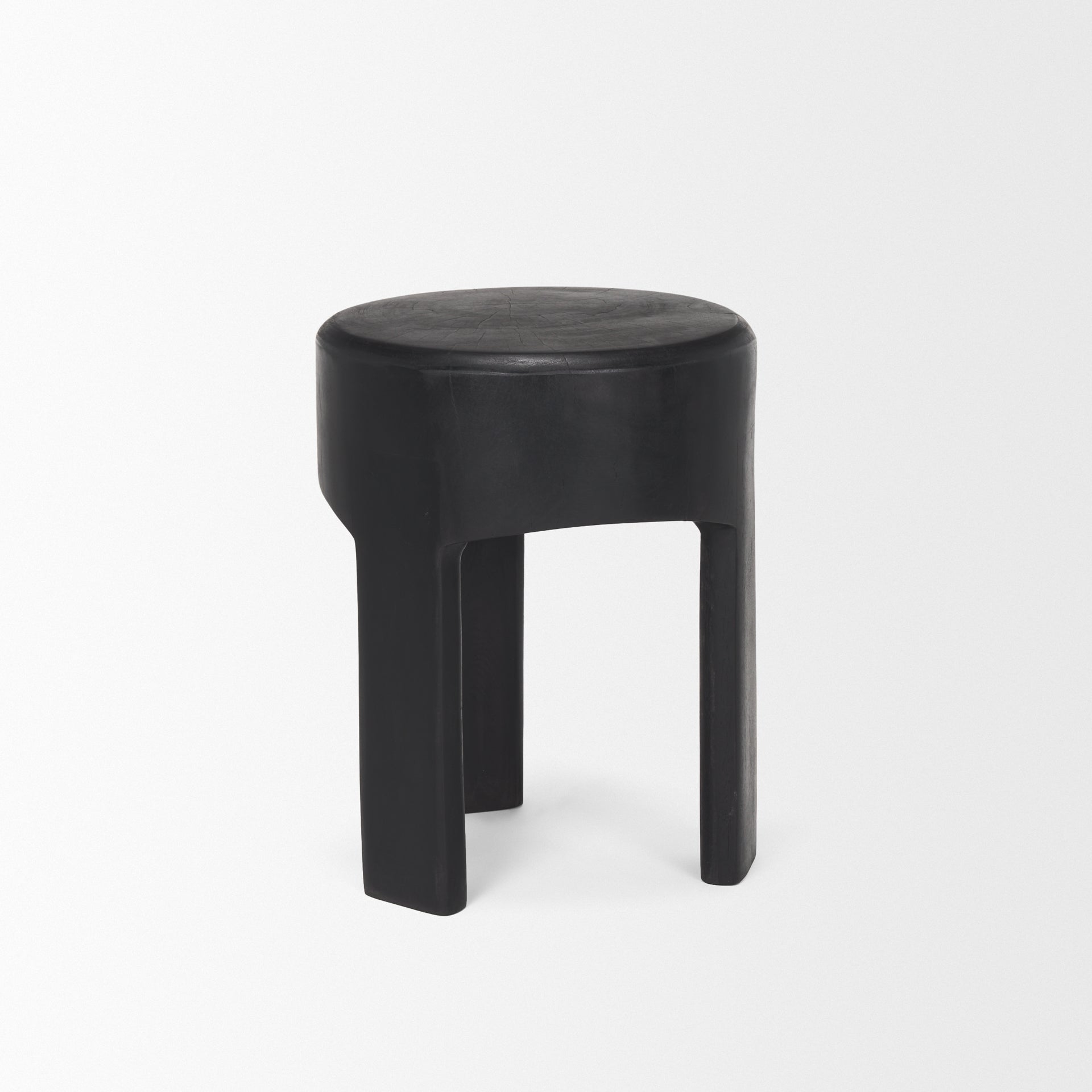 Riya Solid Black Wooden Stool - Central Designs