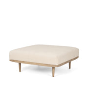 Shae Brown Wood w/ Oatmeal Fabric Ottoman - Central Designs