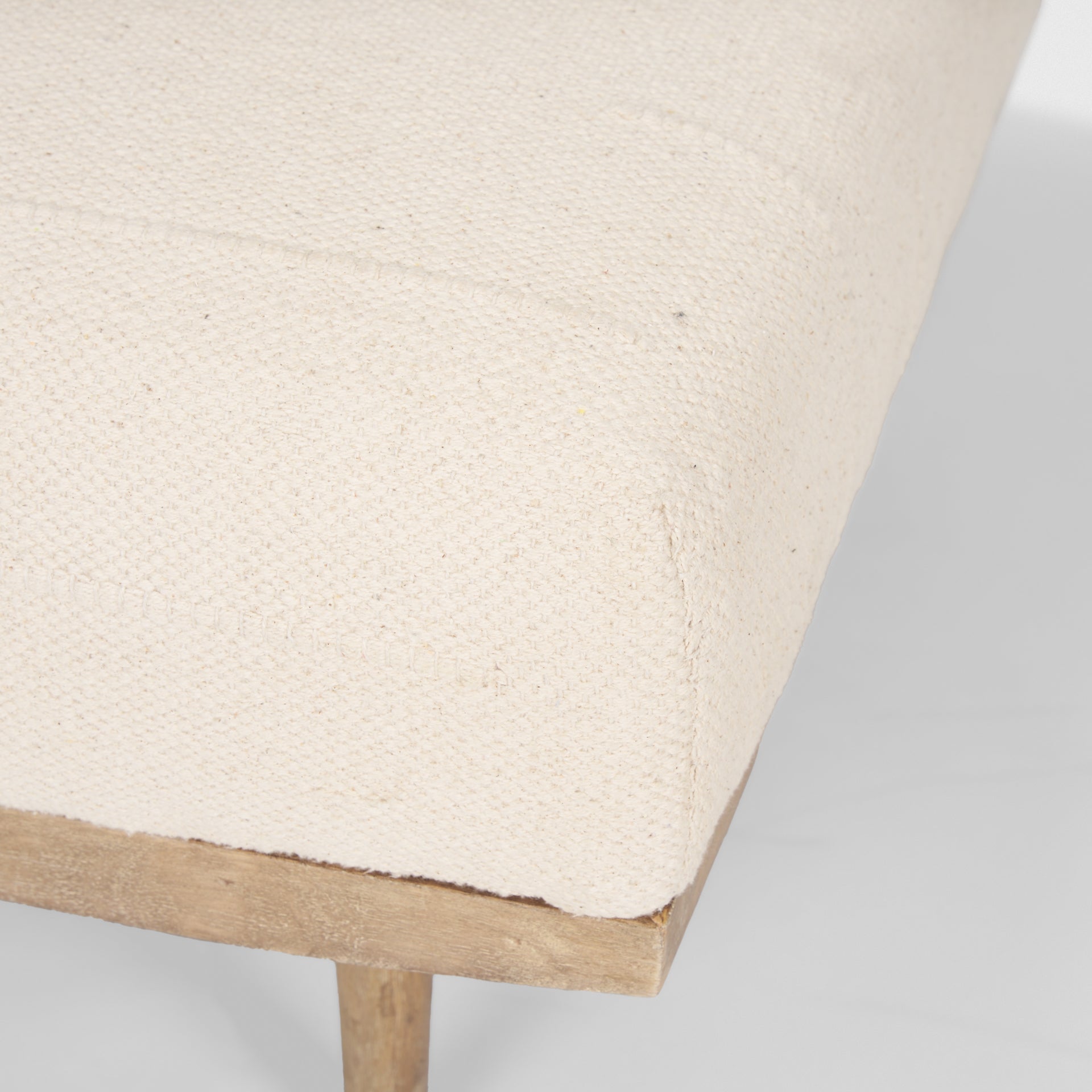 Shae Brown Wood w/ Oatmeal Fabric Ottoman - Central Designs