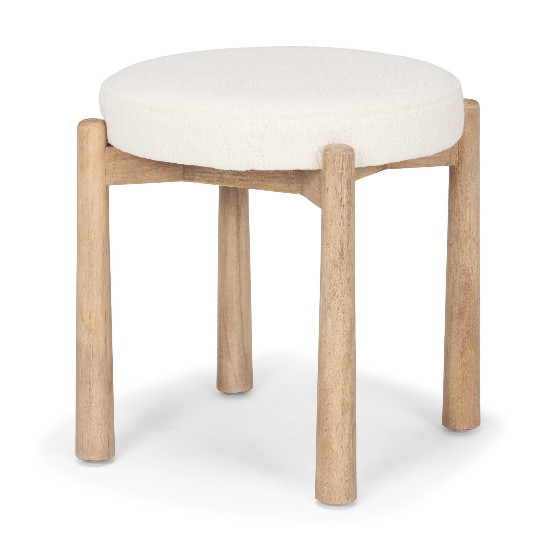 Shaiden Brown Wood w/ Cream Fabric Stool - Central Designs
