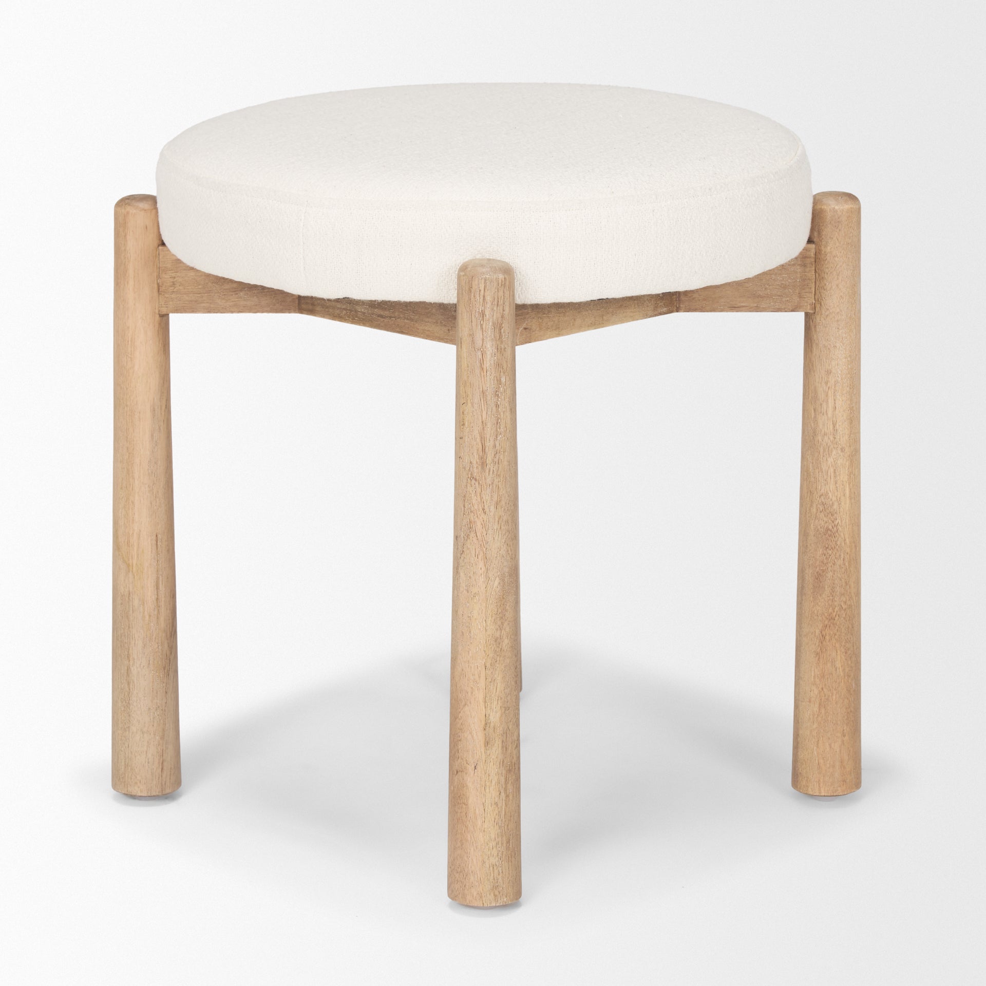Shaiden Brown Wood w/ Cream Fabric Stool - Central Designs