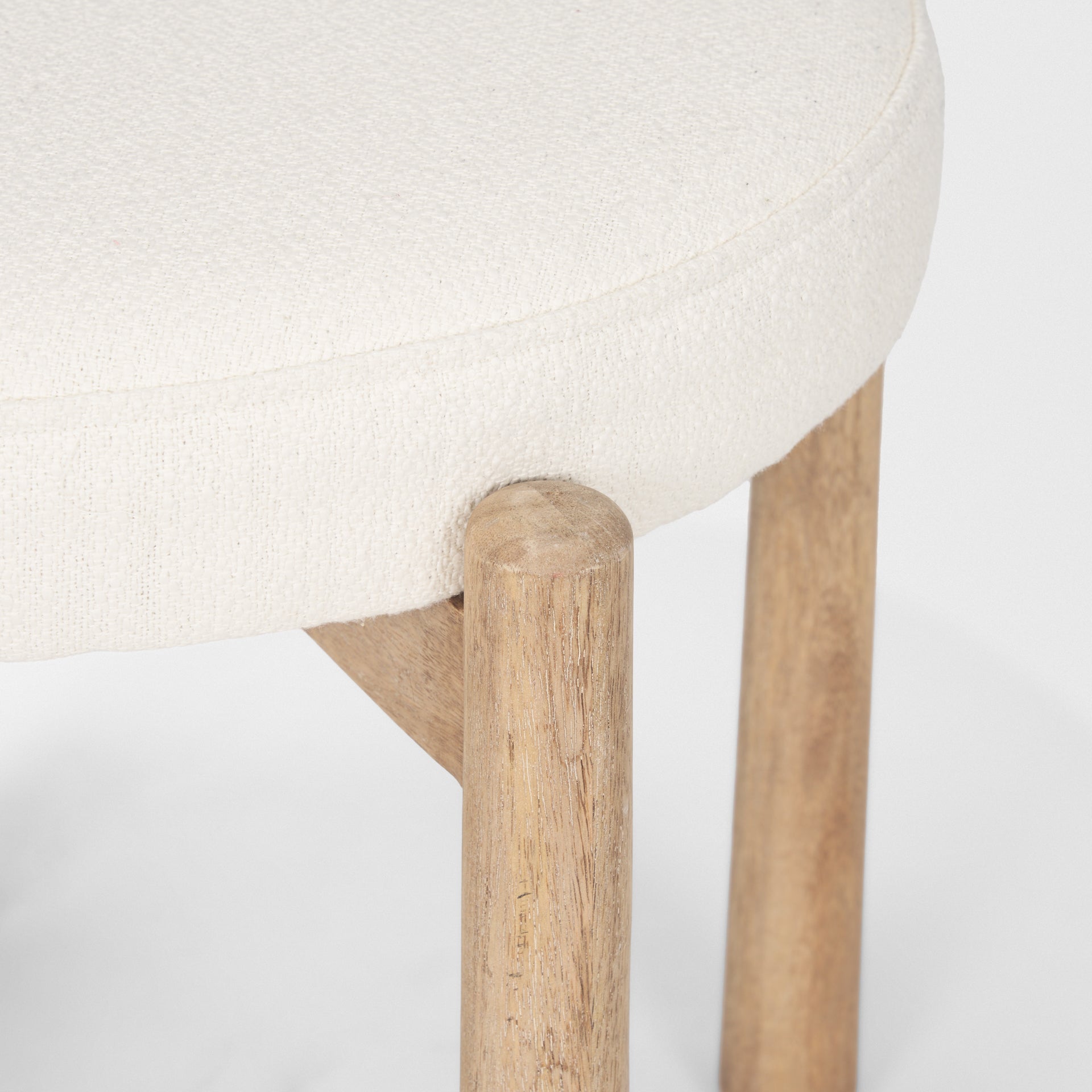 Shaiden Brown Wood w/ Cream Fabric Stool - Central Designs