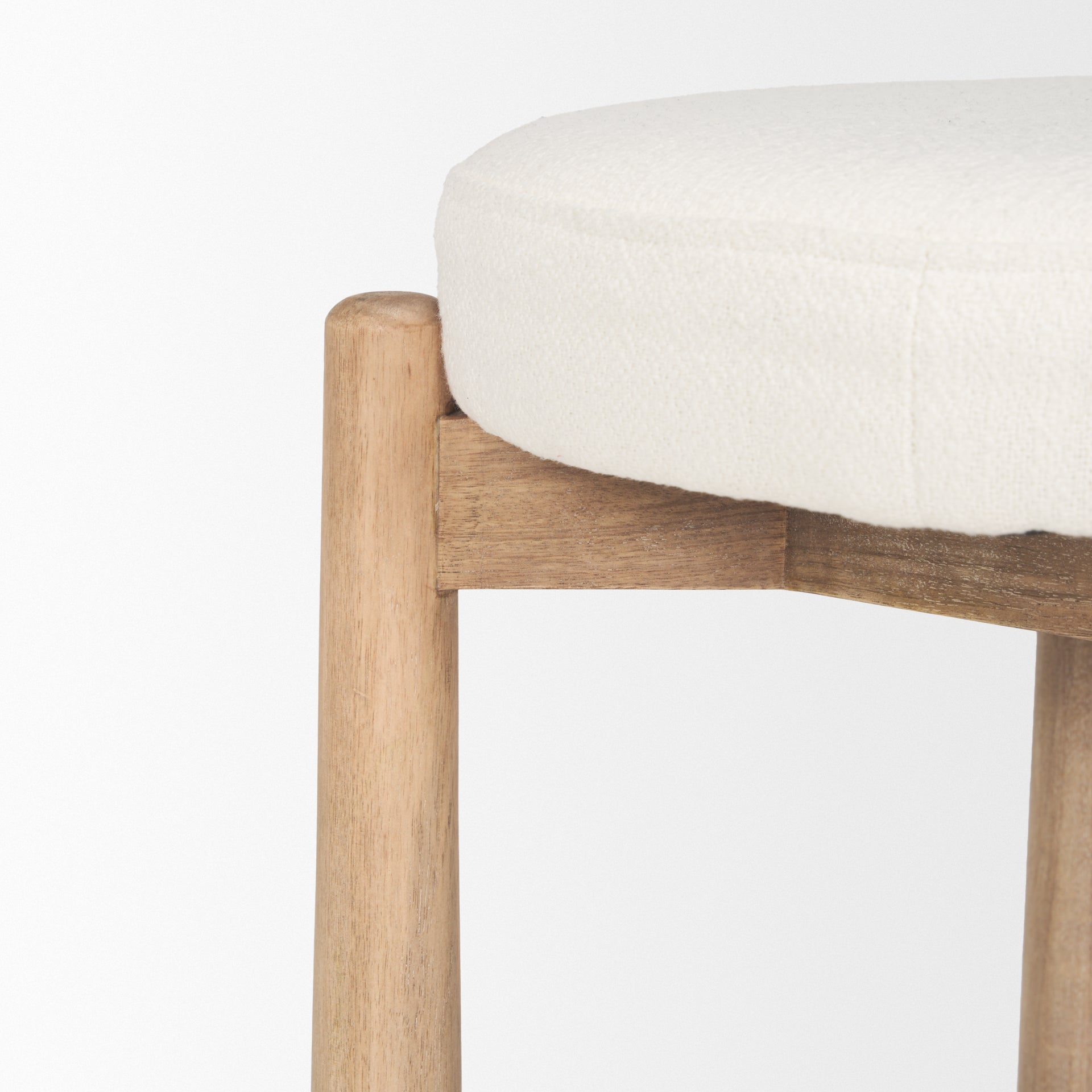Shaiden Brown Wood w/ Cream Fabric Stool - Central Designs