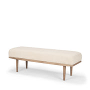 Shae Brown Wood w/ Oatmeal Fabric Bench - Central Designs