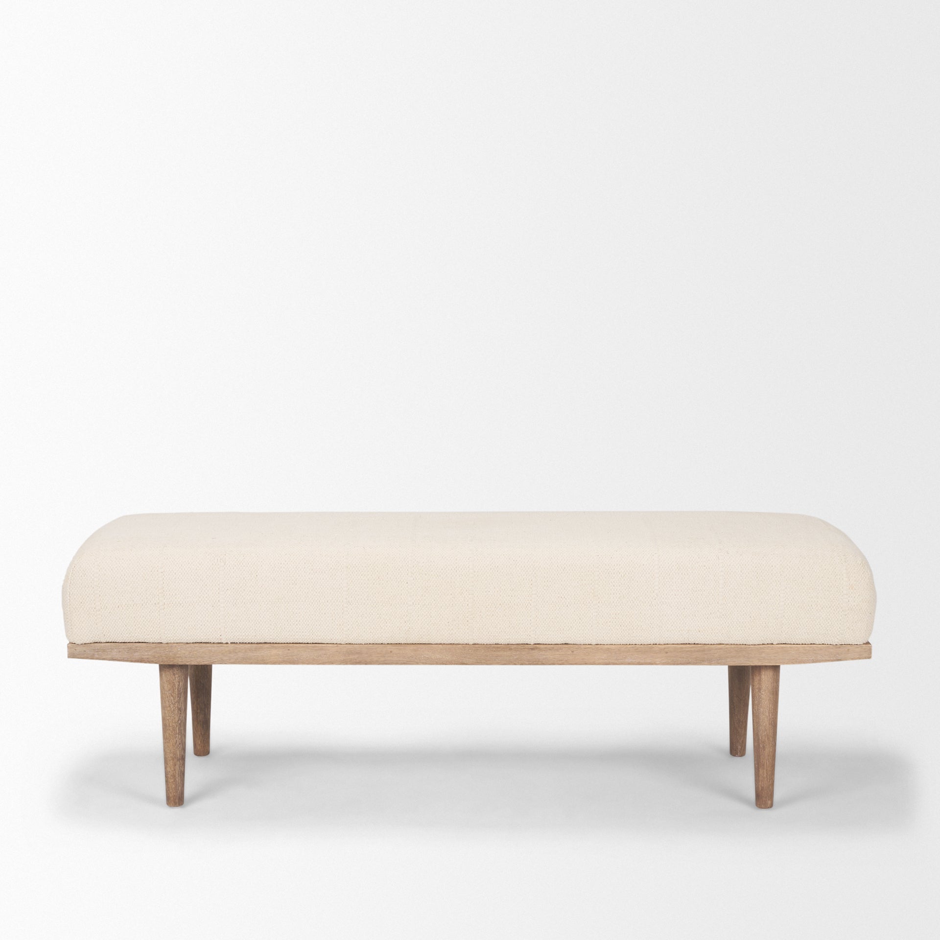 Shae Brown Wood w/ Oatmeal Fabric Bench - Central Designs