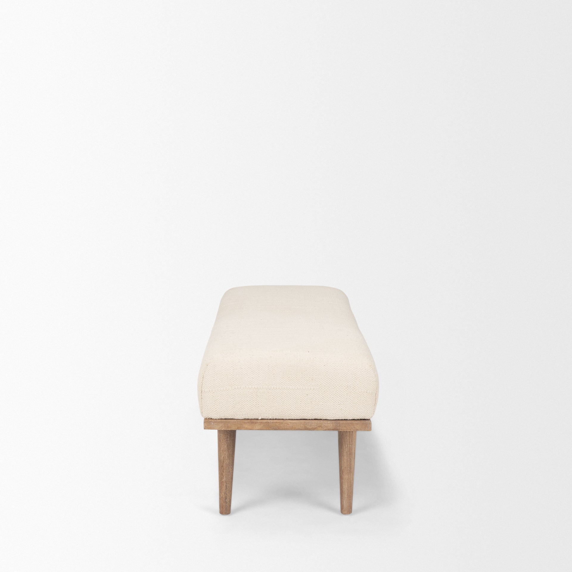 Shae Brown Wood w/ Oatmeal Fabric Bench - Central Designs