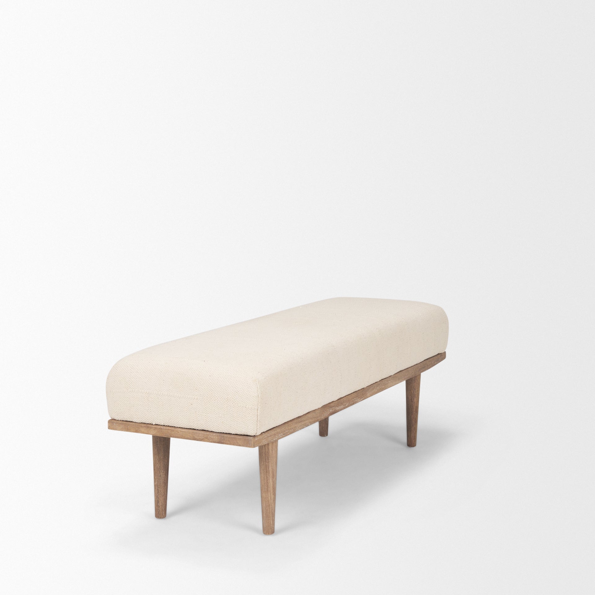 Shae Brown Wood w/ Oatmeal Fabric Bench - Central Designs