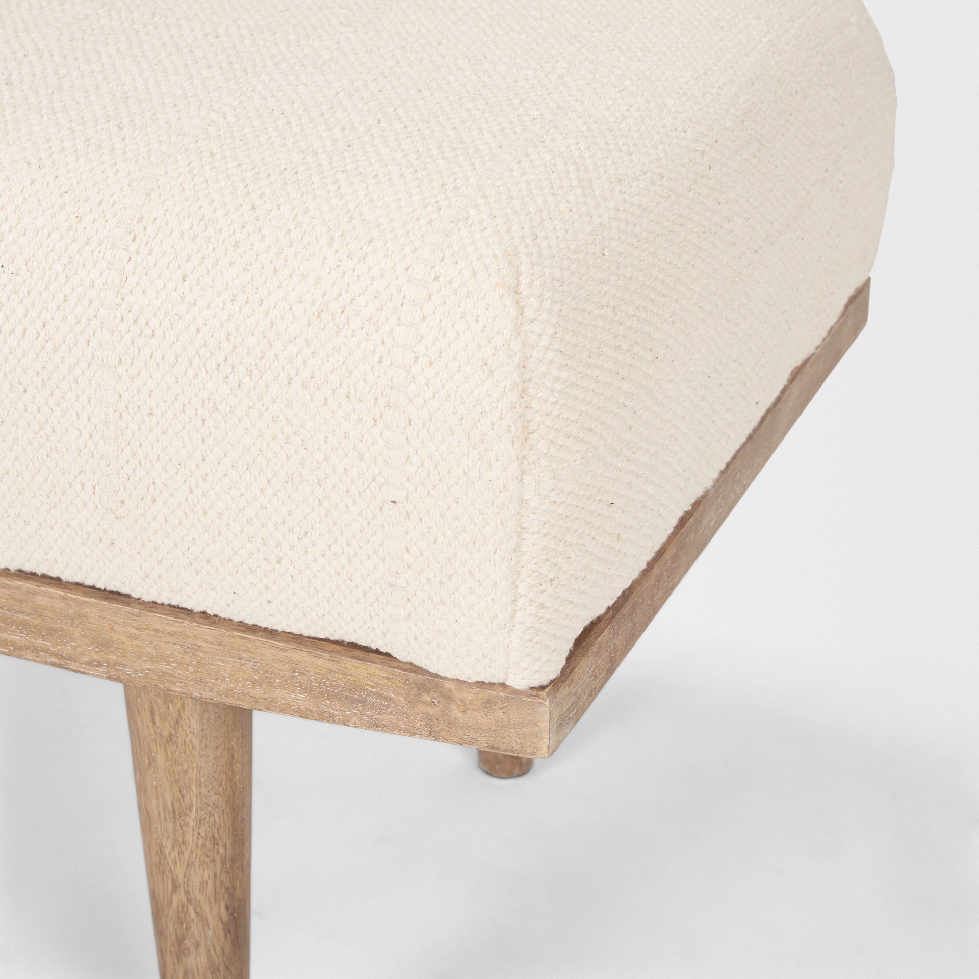 Shae Brown Wood w/ Oatmeal Fabric Bench - Central Designs