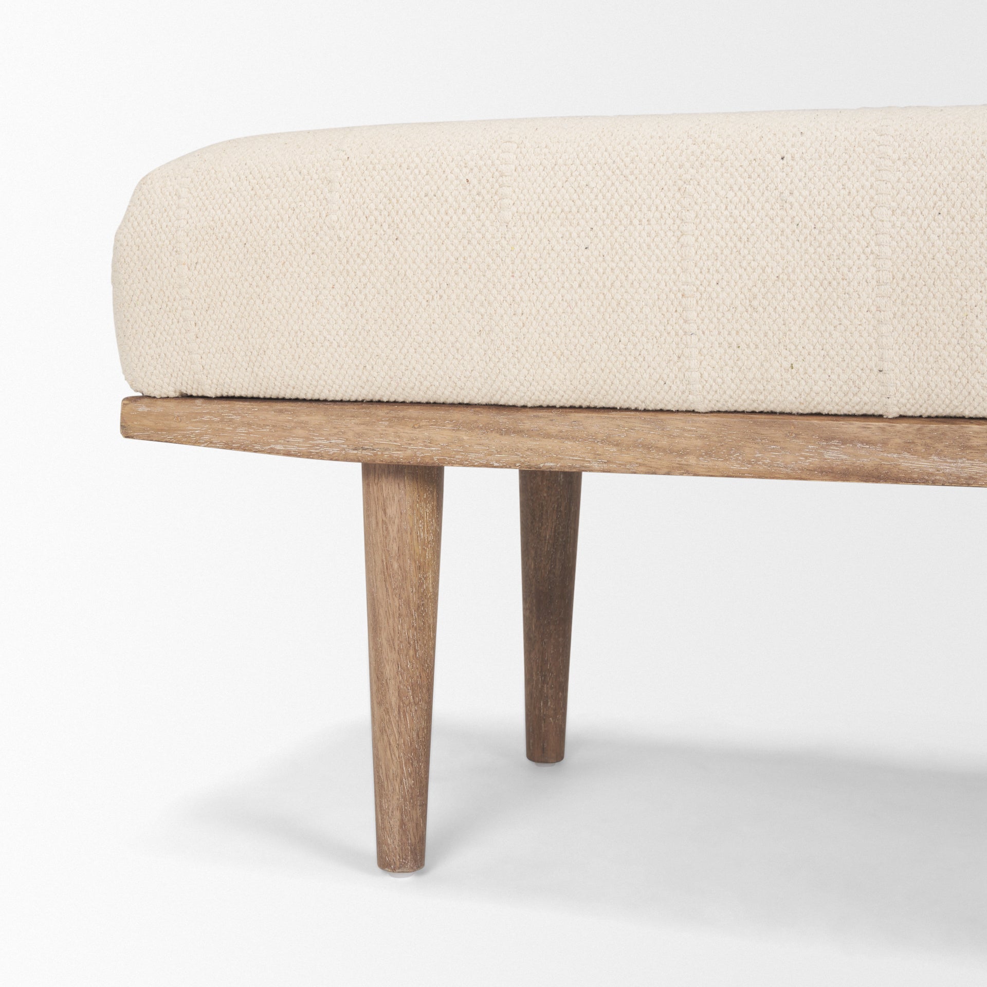 Shae Brown Wood w/ Oatmeal Fabric Bench - Central Designs