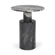 Taite Solid Dark Gray Marble Pedestal Accent Table - Central Designs