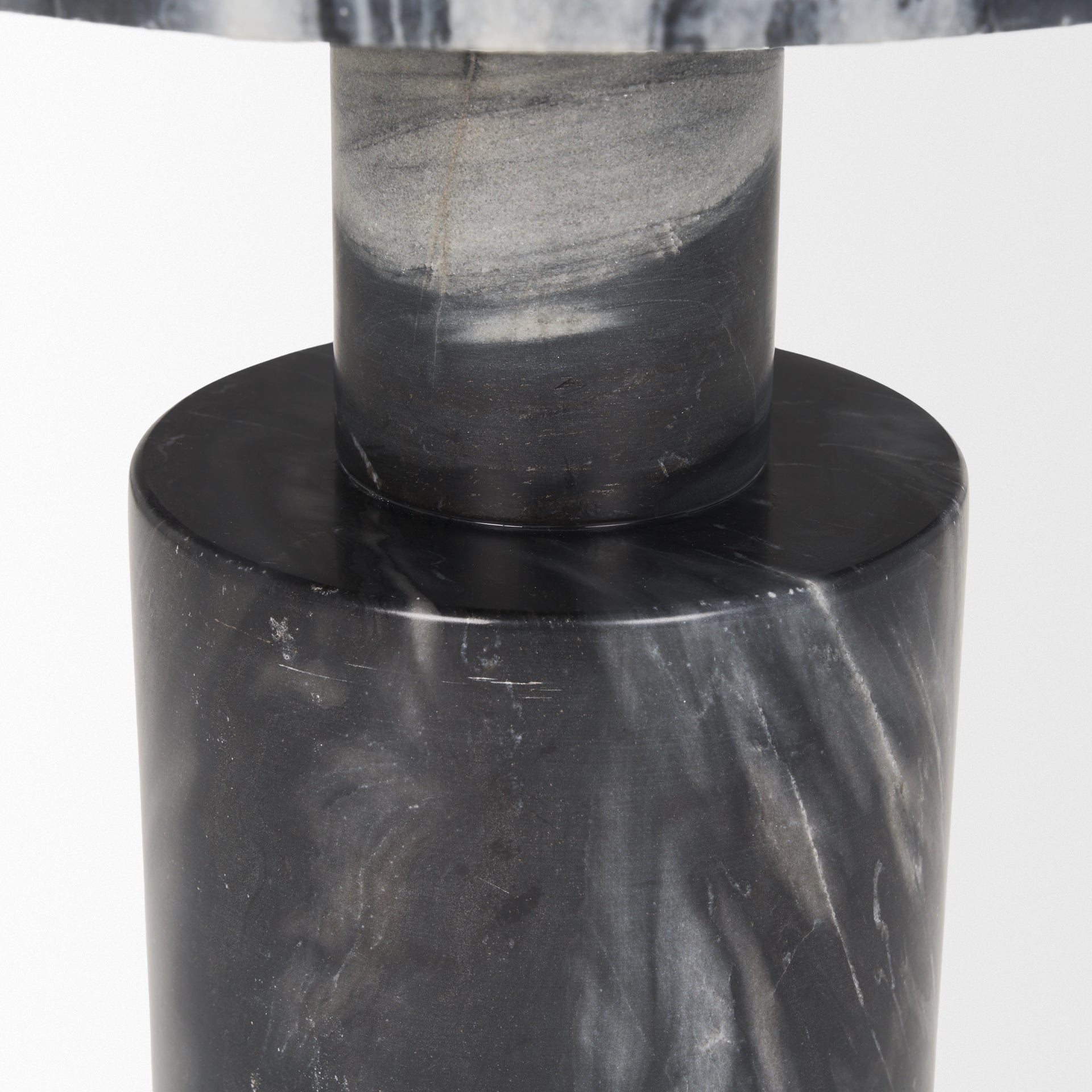 Taite Solid Dark Gray Marble Pedestal Accent Table - Central Designs