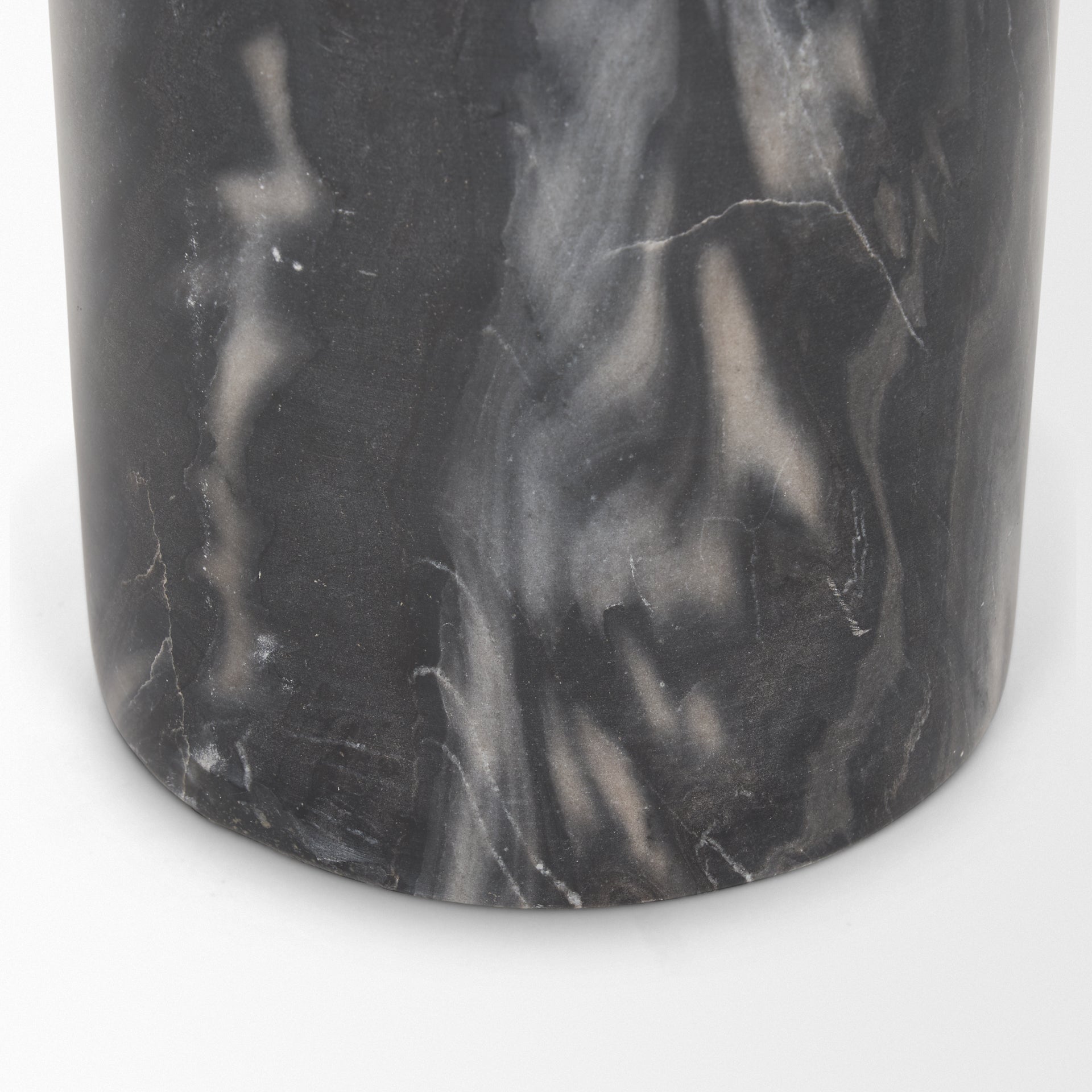 Taite Solid Dark Gray Marble Pedestal Accent Table - Central Designs