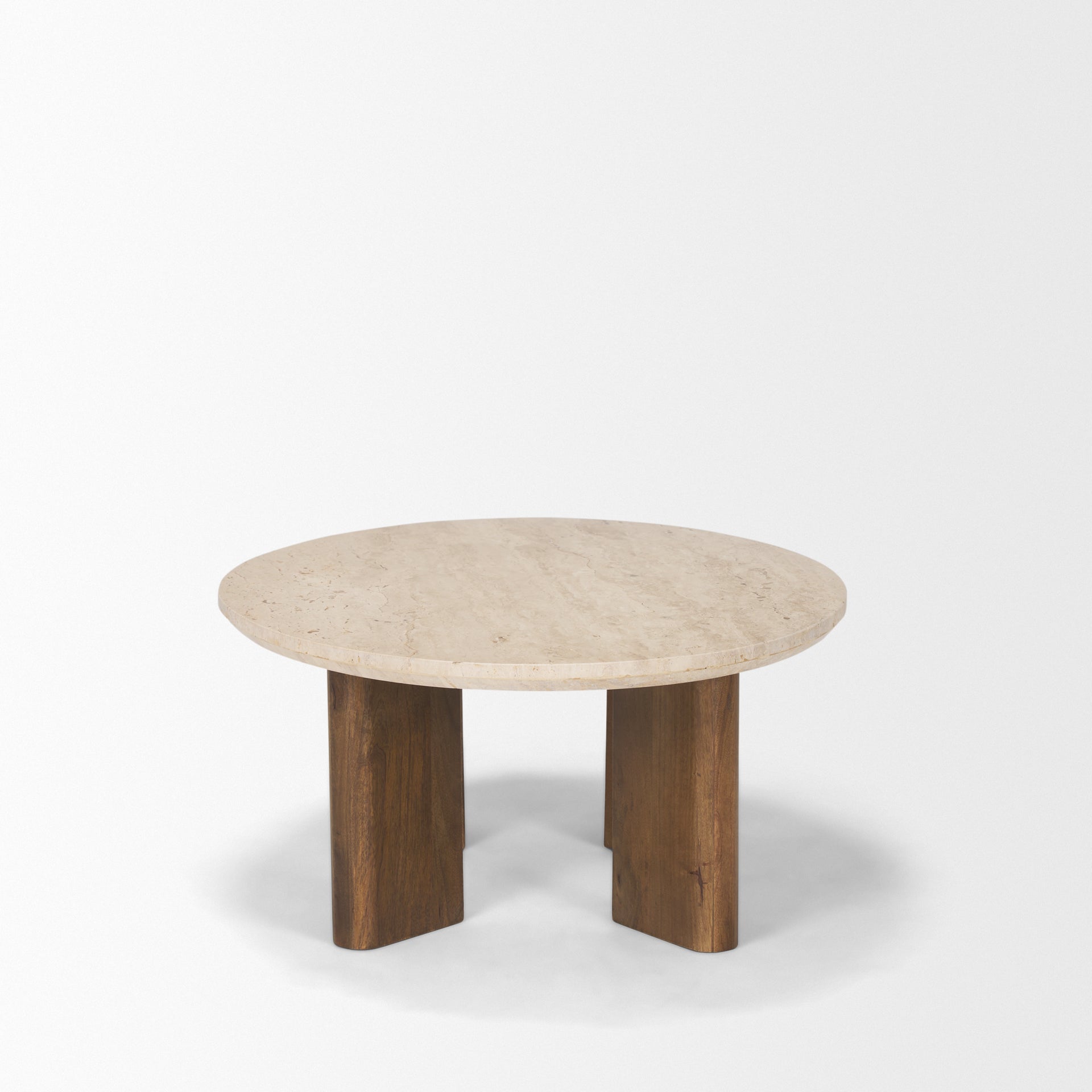 Syona Travertine + Mango Wood leg Oval Coffee table - Central Designs