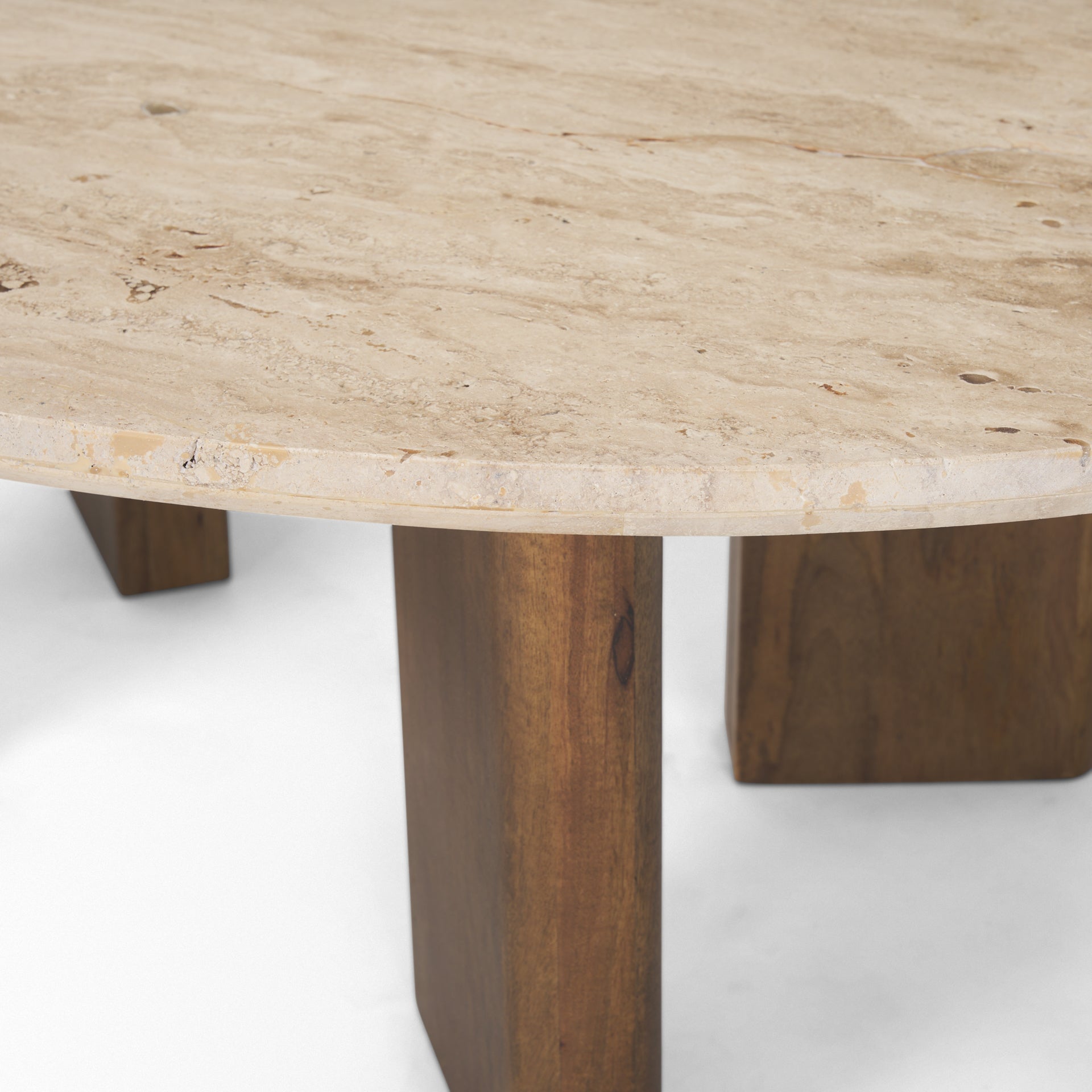 Syona Travertine + Mango Wood leg Oval Coffee table - Central Designs